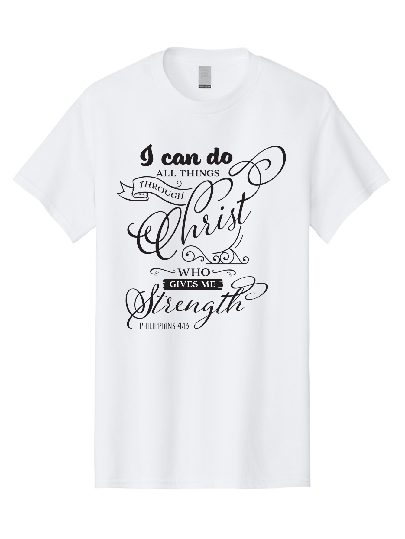 Philippians-4-13 Men'S Graphic Tee, 100% Cotton, Comfortable Casual Summer Wear, Machine Washable, Inspirational Quote, Motivational Scripture, Philippians 4:13, Faith-Based Design, Christian Art, Typographic Poster, Aad088
