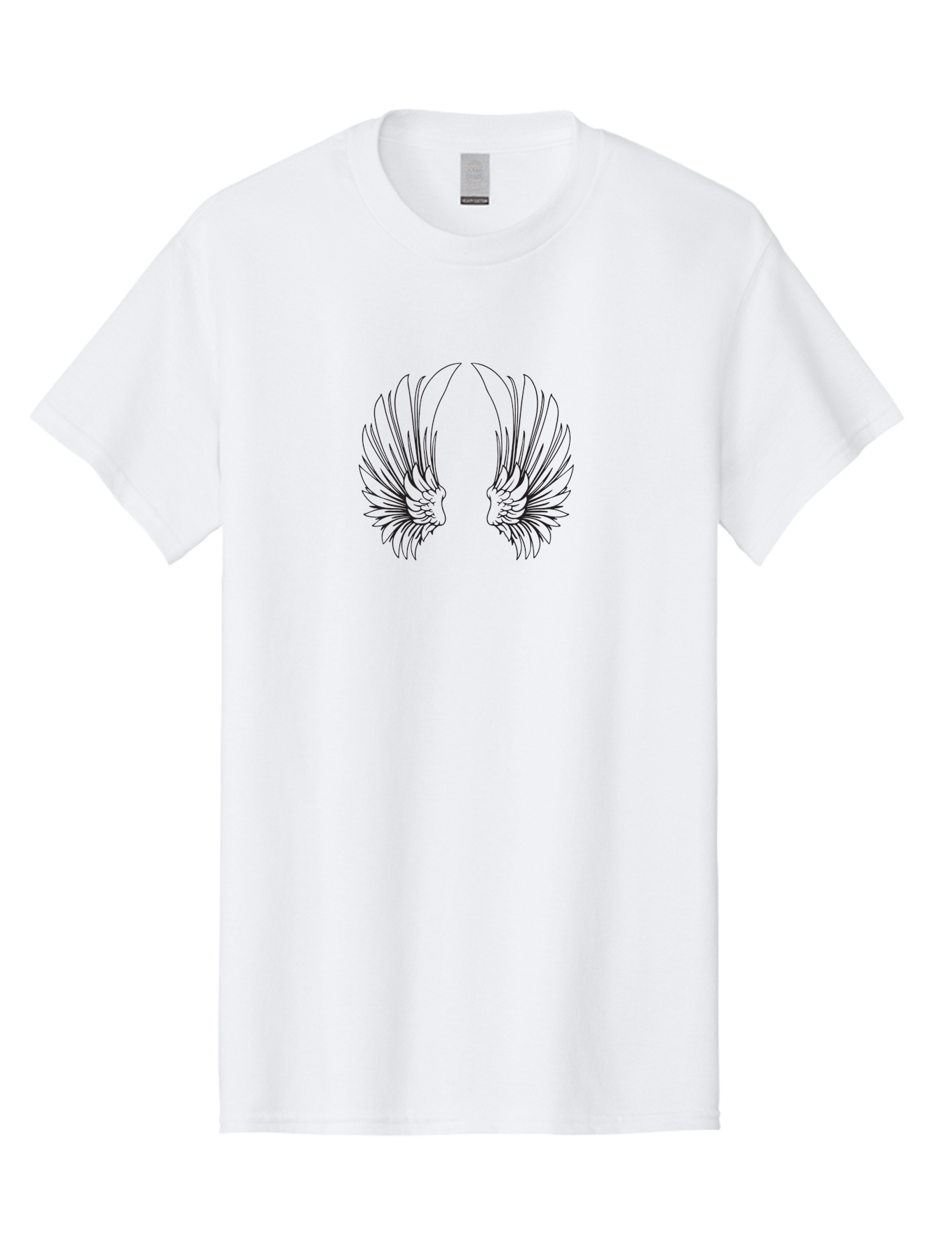 Phoenix-Wings Men'S Graphic Tee, 100% Cotton, Comfortable Casual Summer Wear, Machine Washable, Angel Wings, Feathered Wings, Winged Creatures, Symmetrical Designs, Minimalist Art, Black Line Art, Wing Illustrations Aad089