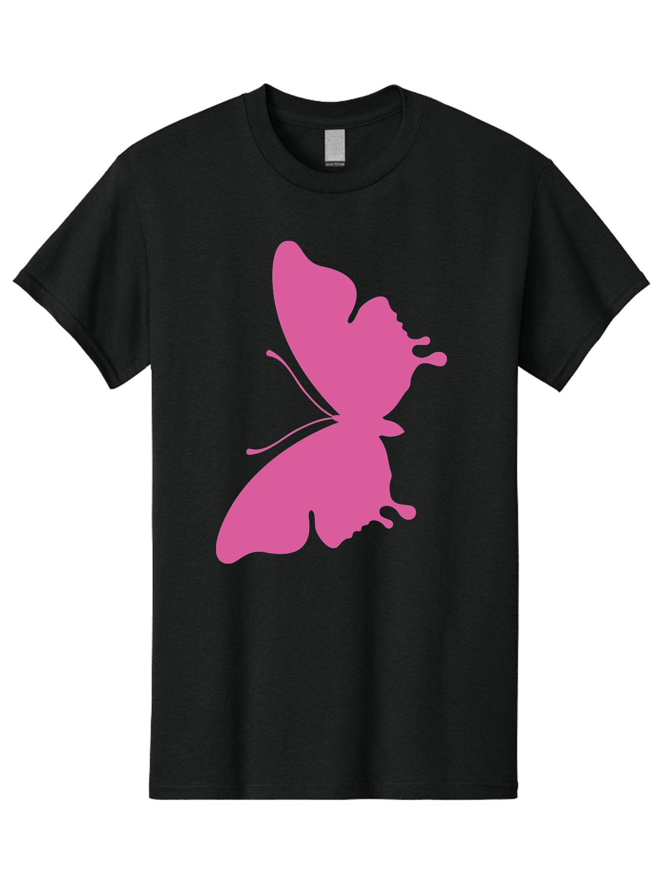 Pink-Butterfly Men'S Graphic Tee, 100% Cotton, Comfortable Casual Summer Wear, Machine Washable, Butterfly Silhouette, Pink Butterfly, Abstract Butterfly, Delicate Wings, Minimalist Design, Vibrant Pink Color, Bold Silhouette, Aad090