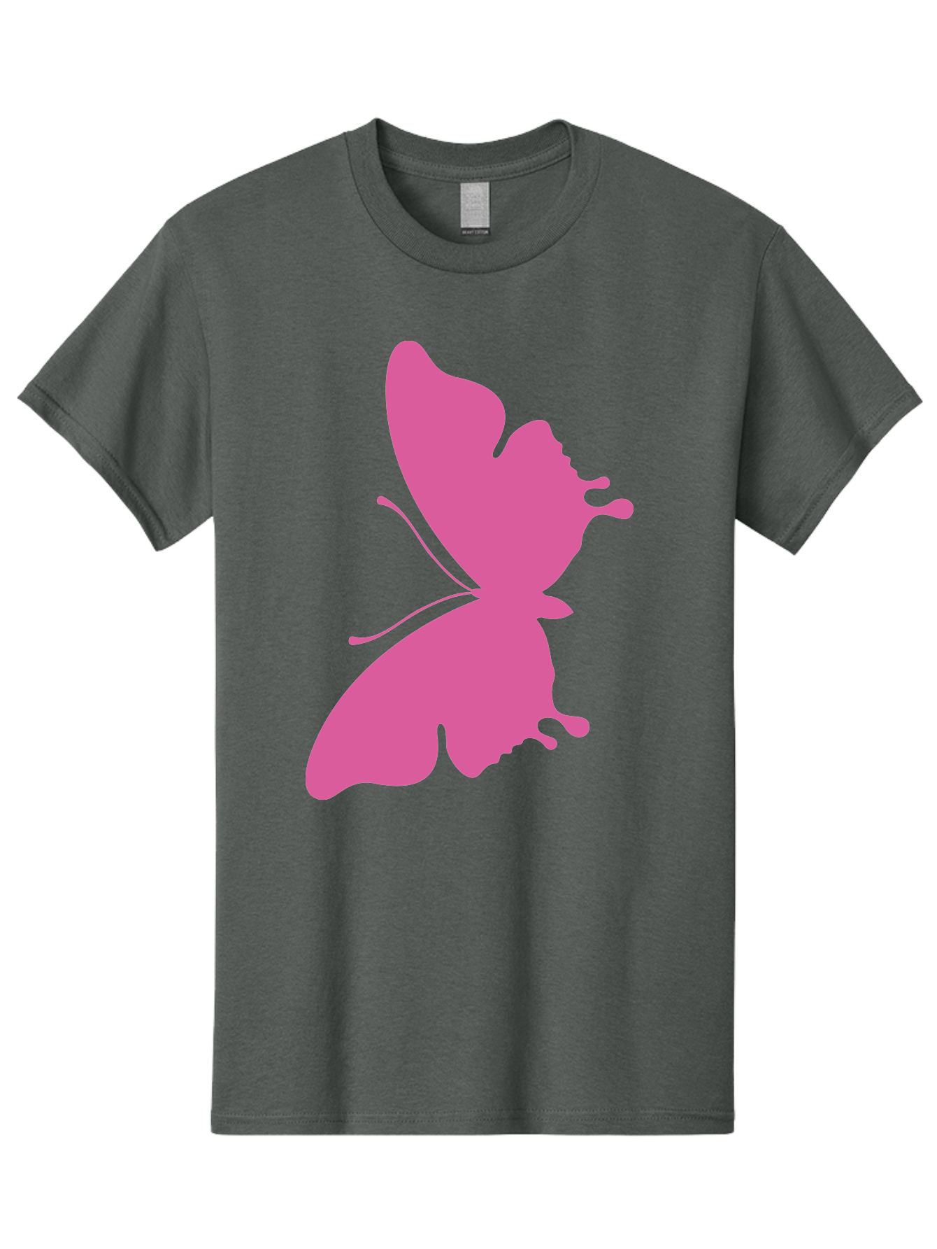 Pink-Butterfly Men'S Graphic Tee, 100% Cotton, Comfortable Casual Summer Wear, Machine Washable, Butterfly Silhouette, Pink Butterfly, Abstract Butterfly, Delicate Wings, Minimalist Design, Vibrant Pink Color, Bold Silhouette, Aad090