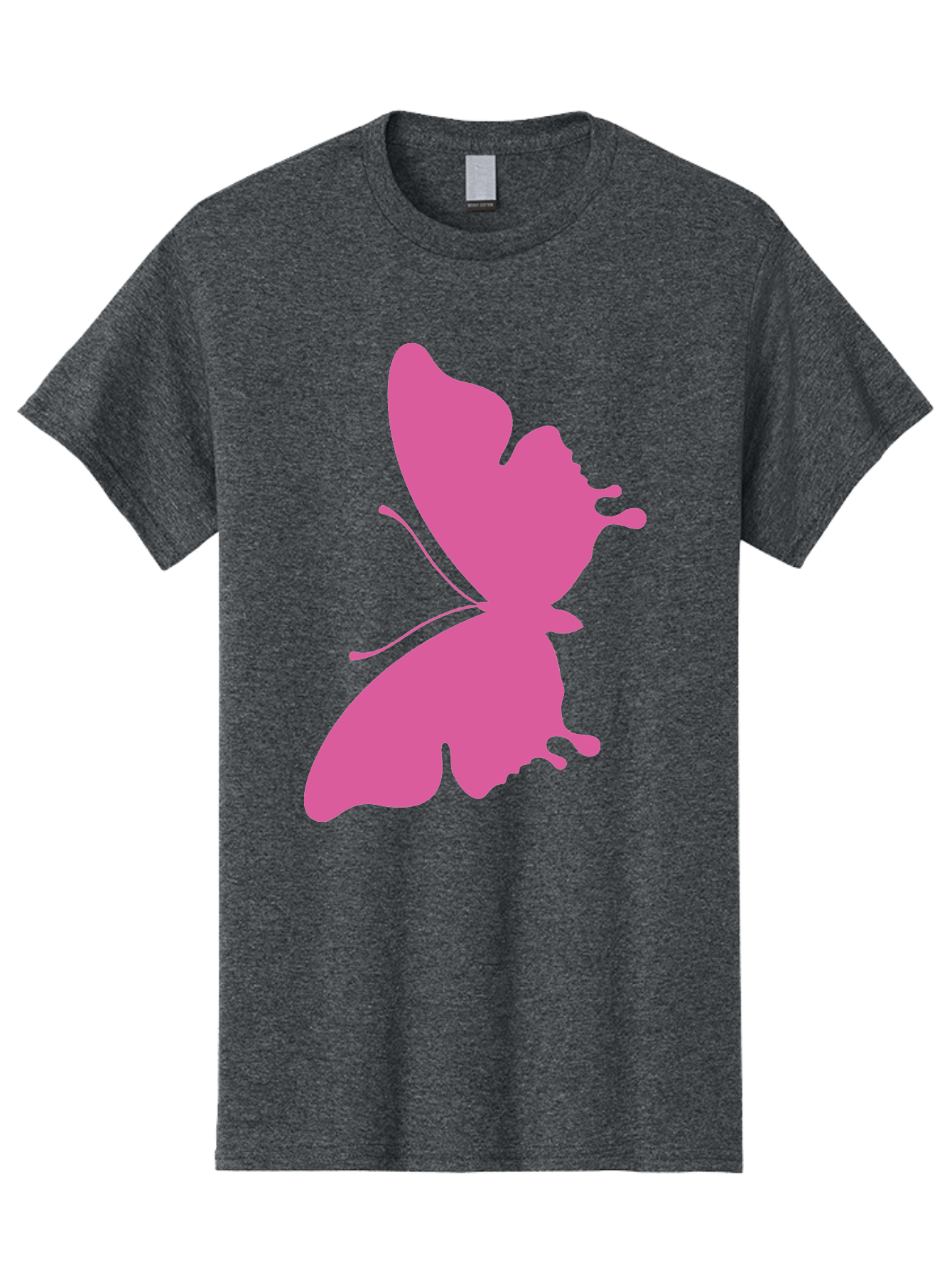 Pink-Butterfly Men'S Graphic Tee, 100% Cotton, Comfortable Casual Summer Wear, Machine Washable, Butterfly Silhouette, Pink Butterfly, Abstract Butterfly, Delicate Wings, Minimalist Design, Vibrant Pink Color, Bold Silhouette, Aad090