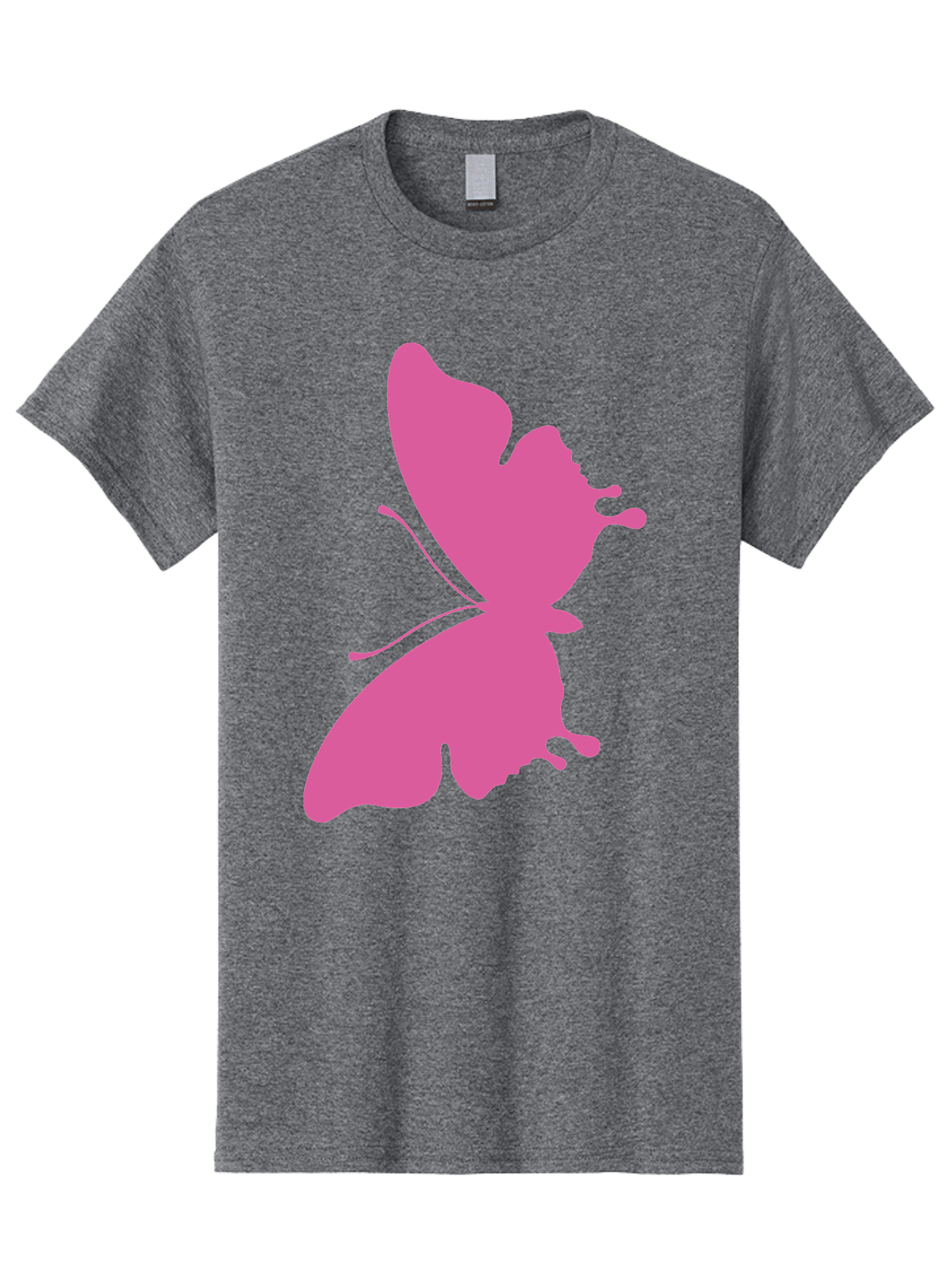 Pink-Butterfly Men'S Graphic Tee, 100% Cotton, Comfortable Casual Summer Wear, Machine Washable, Butterfly Silhouette, Pink Butterfly, Abstract Butterfly, Delicate Wings, Minimalist Design, Vibrant Pink Color, Bold Silhouette, Aad090