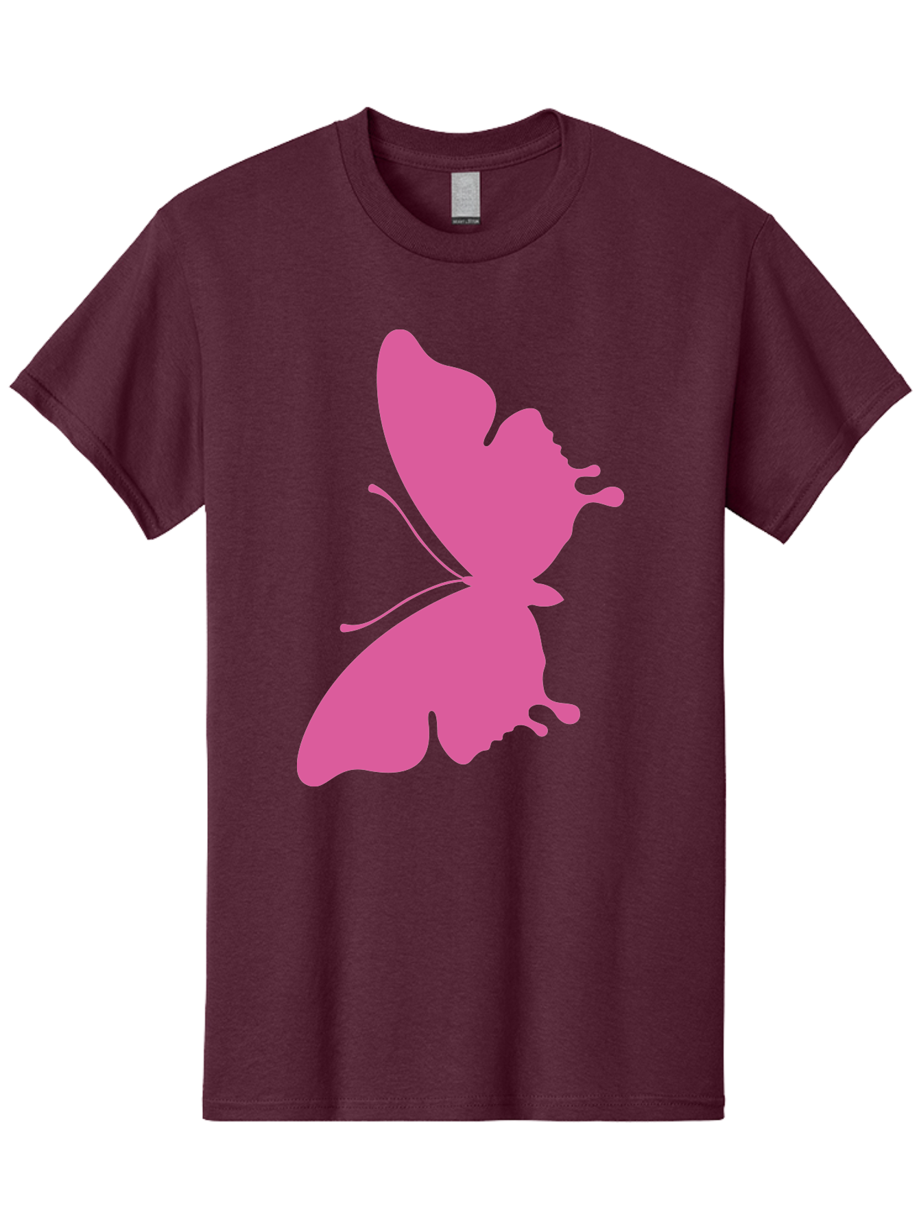 Pink-Butterfly Men'S Graphic Tee, 100% Cotton, Comfortable Casual Summer Wear, Machine Washable, Butterfly Silhouette, Pink Butterfly, Abstract Butterfly, Delicate Wings, Minimalist Design, Vibrant Pink Color, Bold Silhouette, Aad090