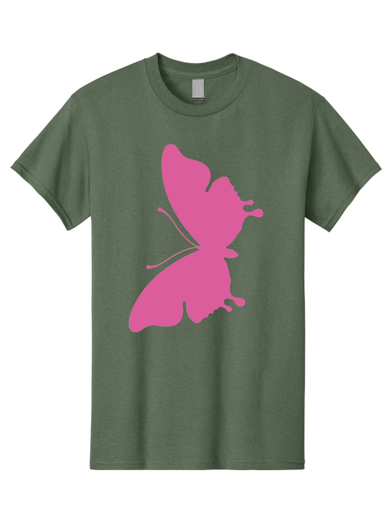 Pink-Butterfly Men'S Graphic Tee, 100% Cotton, Comfortable Casual Summer Wear, Machine Washable, Butterfly Silhouette, Pink Butterfly, Abstract Butterfly, Delicate Wings, Minimalist Design, Vibrant Pink Color, Bold Silhouette, Aad090