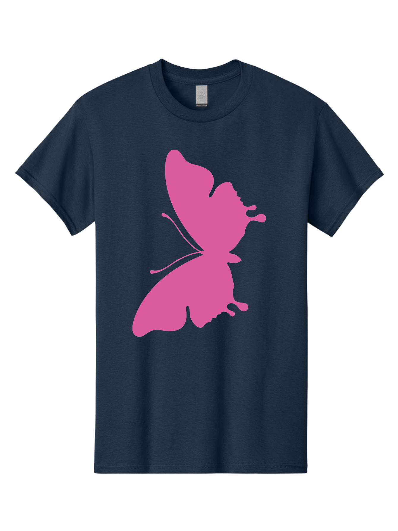 Pink-Butterfly Men'S Graphic Tee, 100% Cotton, Comfortable Casual Summer Wear, Machine Washable, Butterfly Silhouette, Pink Butterfly, Abstract Butterfly, Delicate Wings, Minimalist Design, Vibrant Pink Color, Bold Silhouette, Aad090
