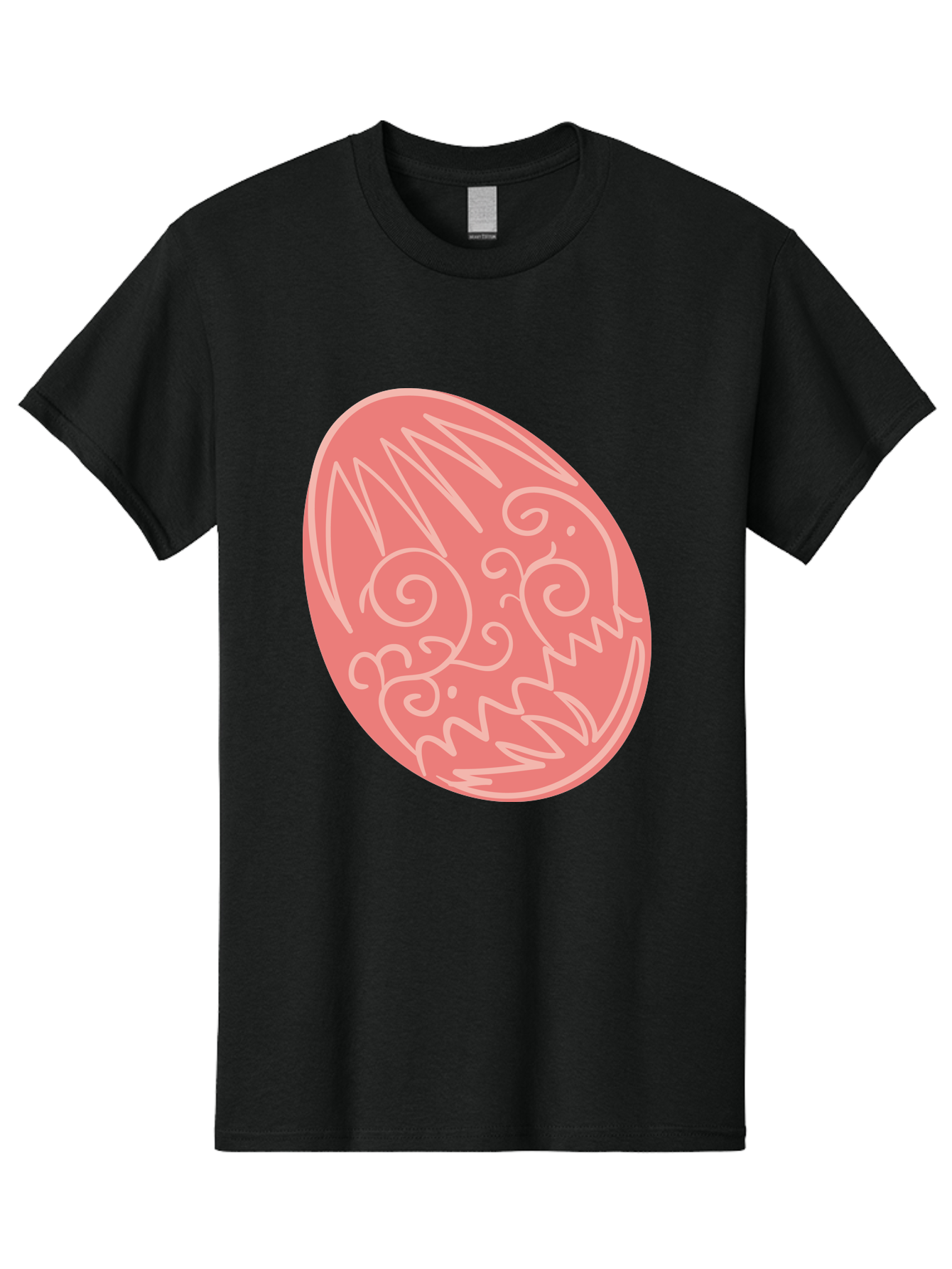 Pink-Dragon-Egg Men'S Graphic Tee, 100% Cotton, Comfortable Casual Summer Wear, Machine Washable, Pink Easter Egg, Dragon Design, White Line Art, Festive Decoration, Spring Celebration, Easter Symbol, Cute Illustration Aad091