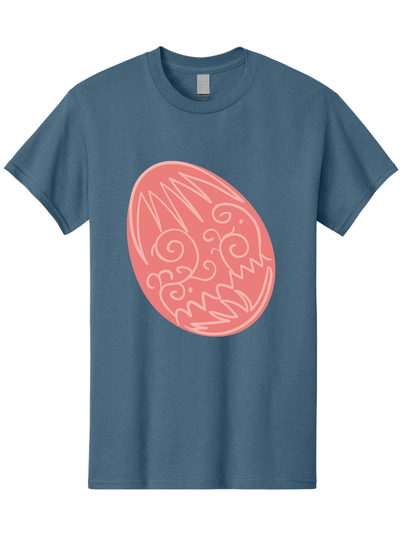 Pink-Dragon-Egg Men'S Graphic Tee, 100% Cotton, Comfortable Casual Summer Wear, Machine Washable, Pink Easter Egg, Dragon Design, White Line Art, Festive Decoration, Spring Celebration, Easter Symbol, Cute Illustration Aad091