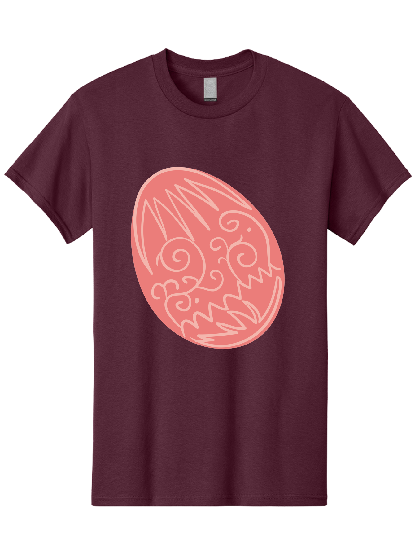 Pink-Dragon-Egg Men'S Graphic Tee, 100% Cotton, Comfortable Casual Summer Wear, Machine Washable, Pink Easter Egg, Dragon Design, White Line Art, Festive Decoration, Spring Celebration, Easter Symbol, Cute Illustration Aad091