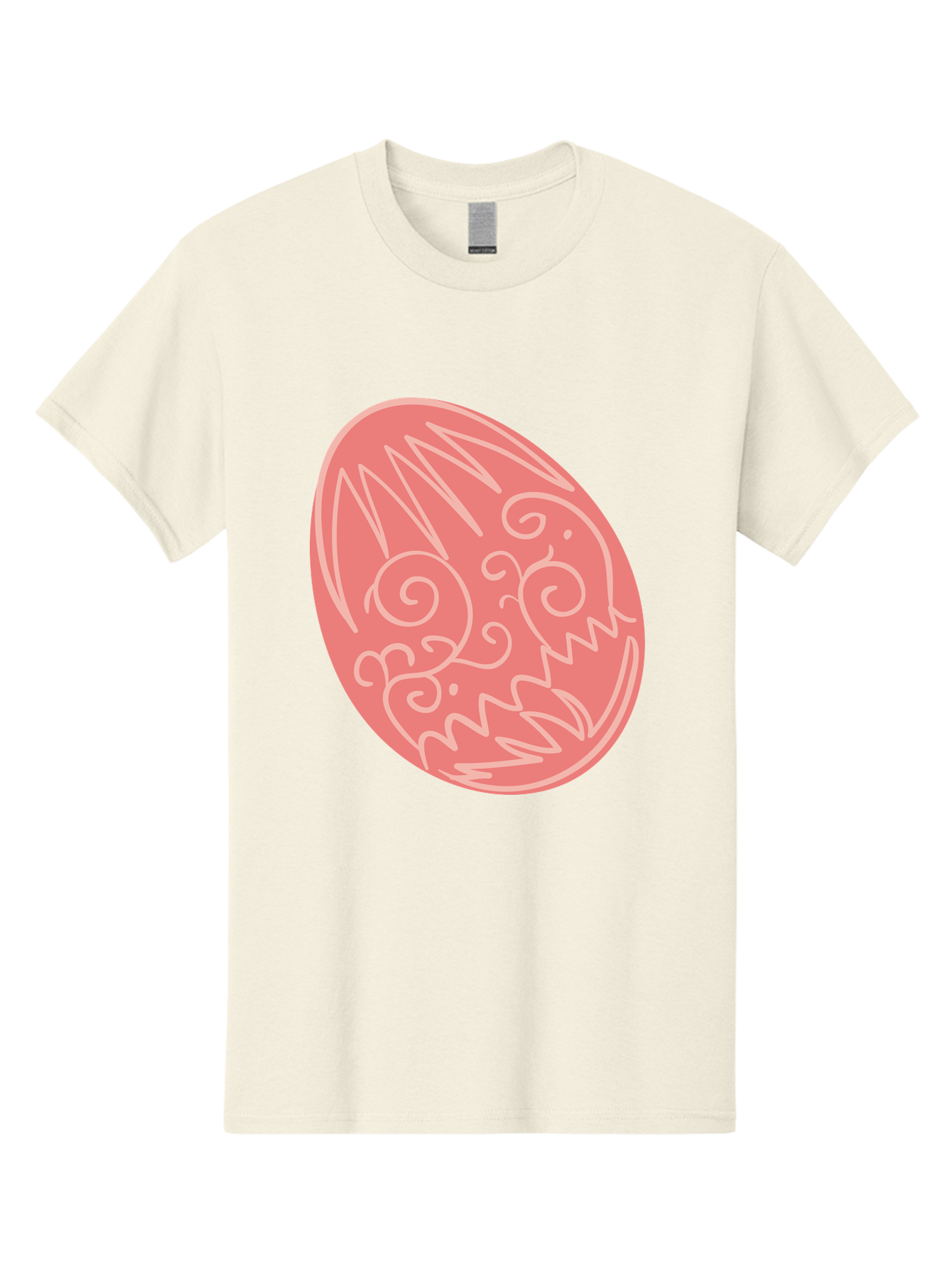 Pink-Dragon-Egg Men'S Graphic Tee, 100% Cotton, Comfortable Casual Summer Wear, Machine Washable, Pink Easter Egg, Dragon Design, White Line Art, Festive Decoration, Spring Celebration, Easter Symbol, Cute Illustration Aad091