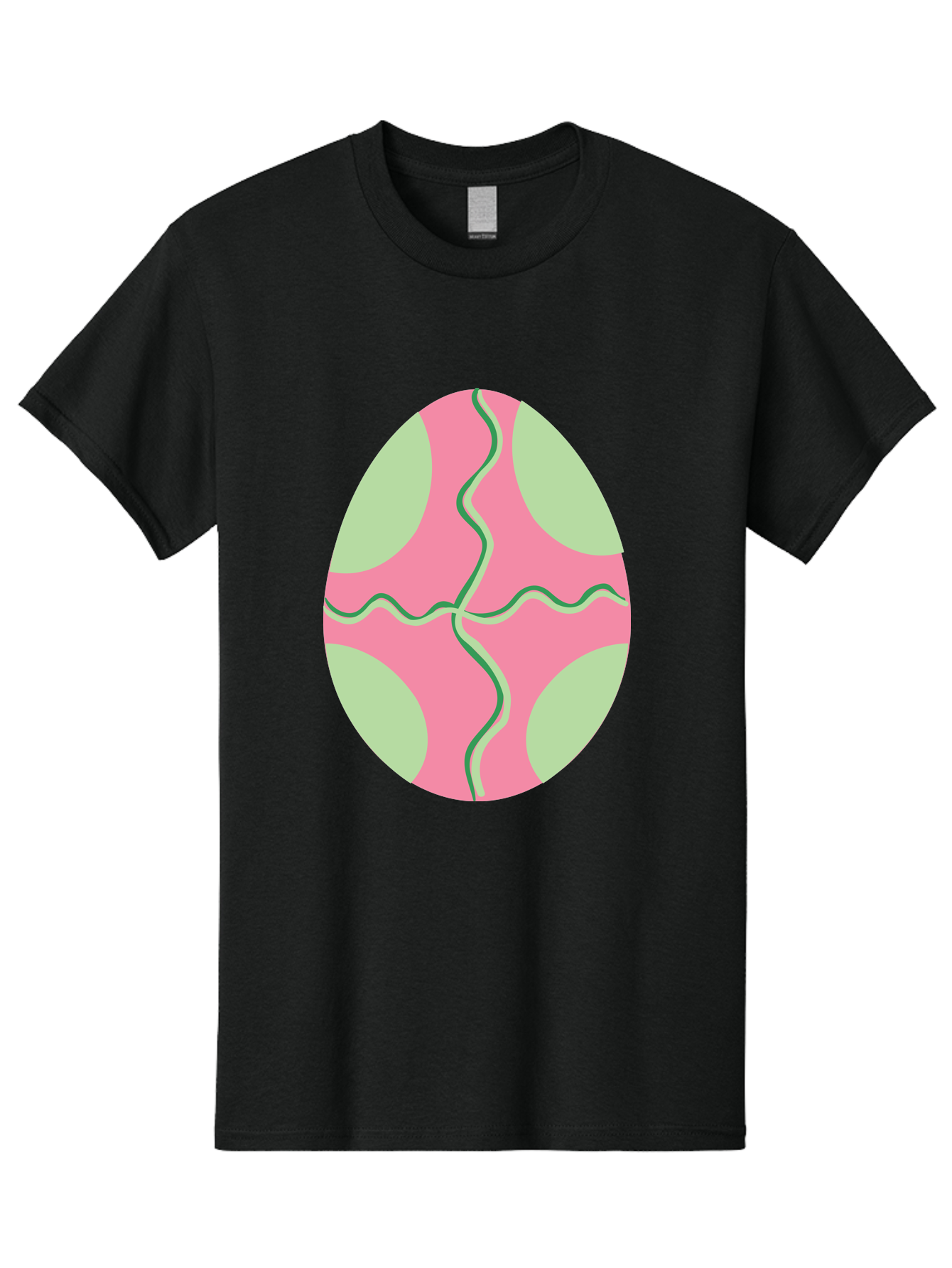 Pink-Easter-Egg Men'S Graphic Tee, 100% Cotton, Comfortable Casual Summer Wear, Machine Washable, Easter Egg Decoration, Cracked Egg Design, Pink And Green Colors, Wavy Crack Lines, Festive Easter Theme, Spring Holiday Symbol Aad093