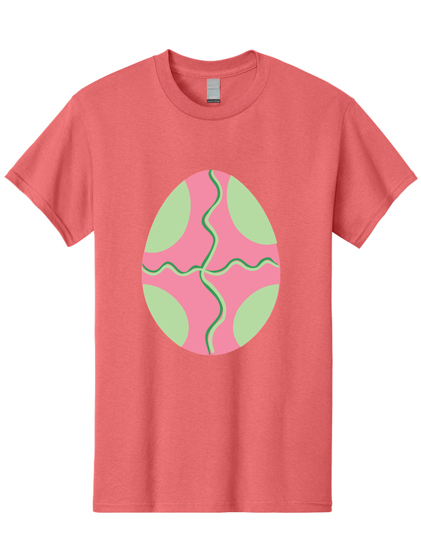 Pink-Easter-Egg Men'S Graphic Tee, 100% Cotton, Comfortable Casual Summer Wear, Machine Washable, Easter Egg Decoration, Cracked Egg Design, Pink And Green Colors, Wavy Crack Lines, Festive Easter Theme, Spring Holiday Symbol Aad093