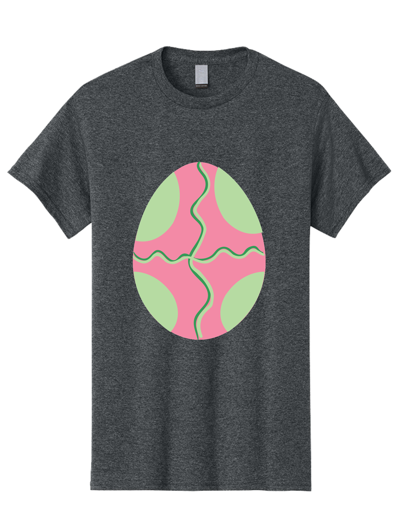 Pink-Easter-Egg Men'S Graphic Tee, 100% Cotton, Comfortable Casual Summer Wear, Machine Washable, Easter Egg Decoration, Cracked Egg Design, Pink And Green Colors, Wavy Crack Lines, Festive Easter Theme, Spring Holiday Symbol Aad093