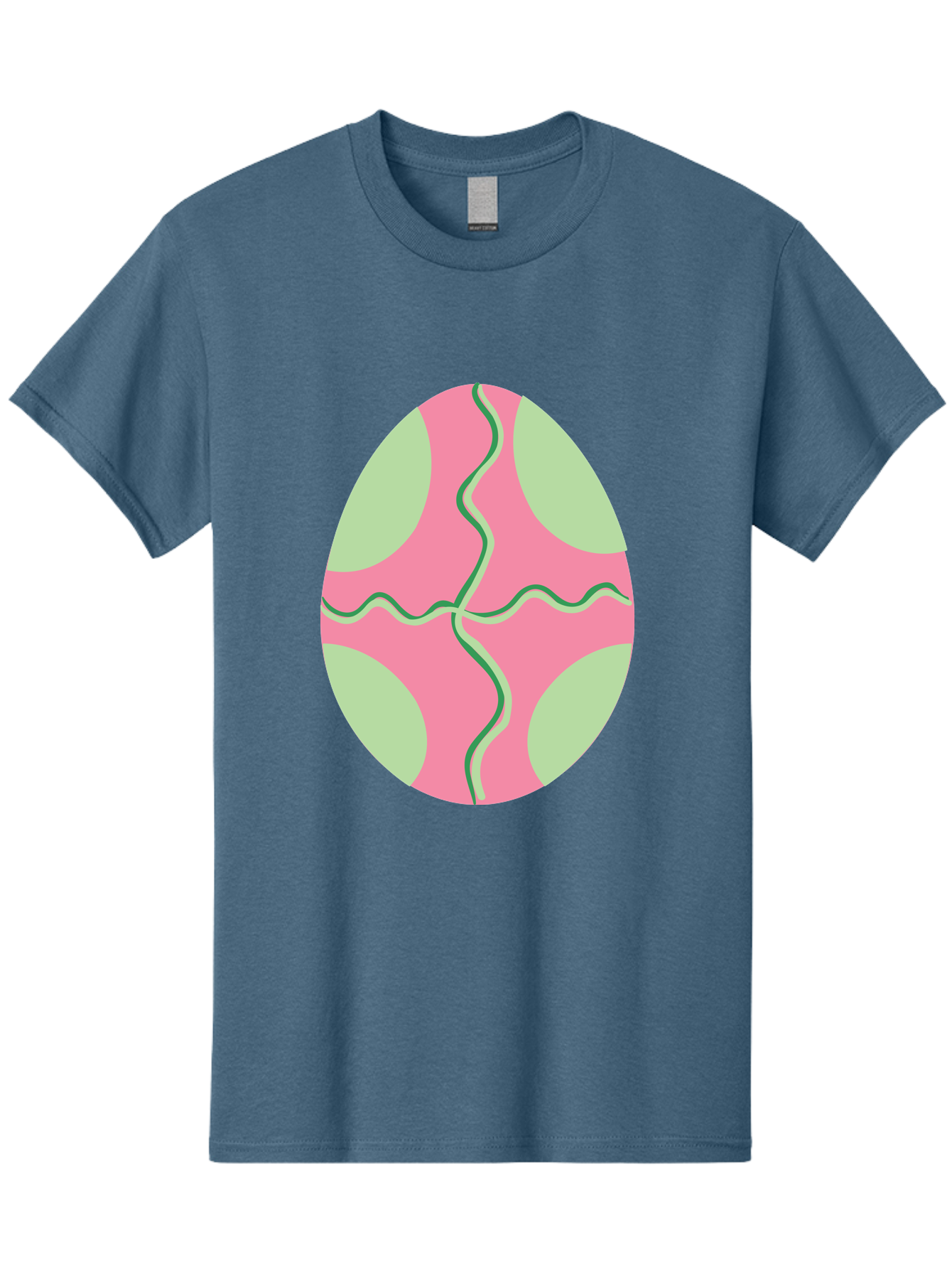 Pink-Easter-Egg Men'S Graphic Tee, 100% Cotton, Comfortable Casual Summer Wear, Machine Washable, Easter Egg Decoration, Cracked Egg Design, Pink And Green Colors, Wavy Crack Lines, Festive Easter Theme, Spring Holiday Symbol Aad093