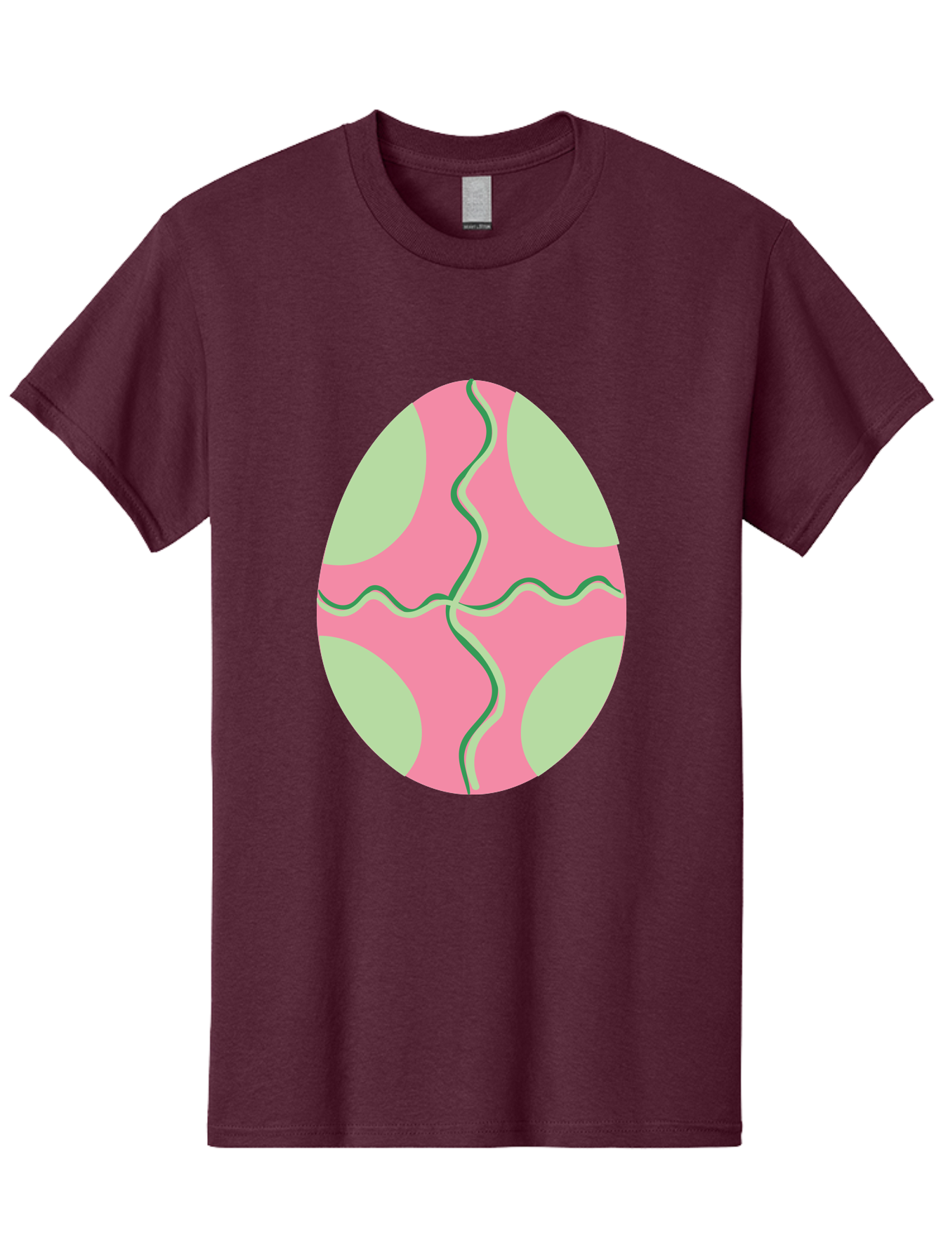 Pink-Easter-Egg Men'S Graphic Tee, 100% Cotton, Comfortable Casual Summer Wear, Machine Washable, Easter Egg Decoration, Cracked Egg Design, Pink And Green Colors, Wavy Crack Lines, Festive Easter Theme, Spring Holiday Symbol Aad093