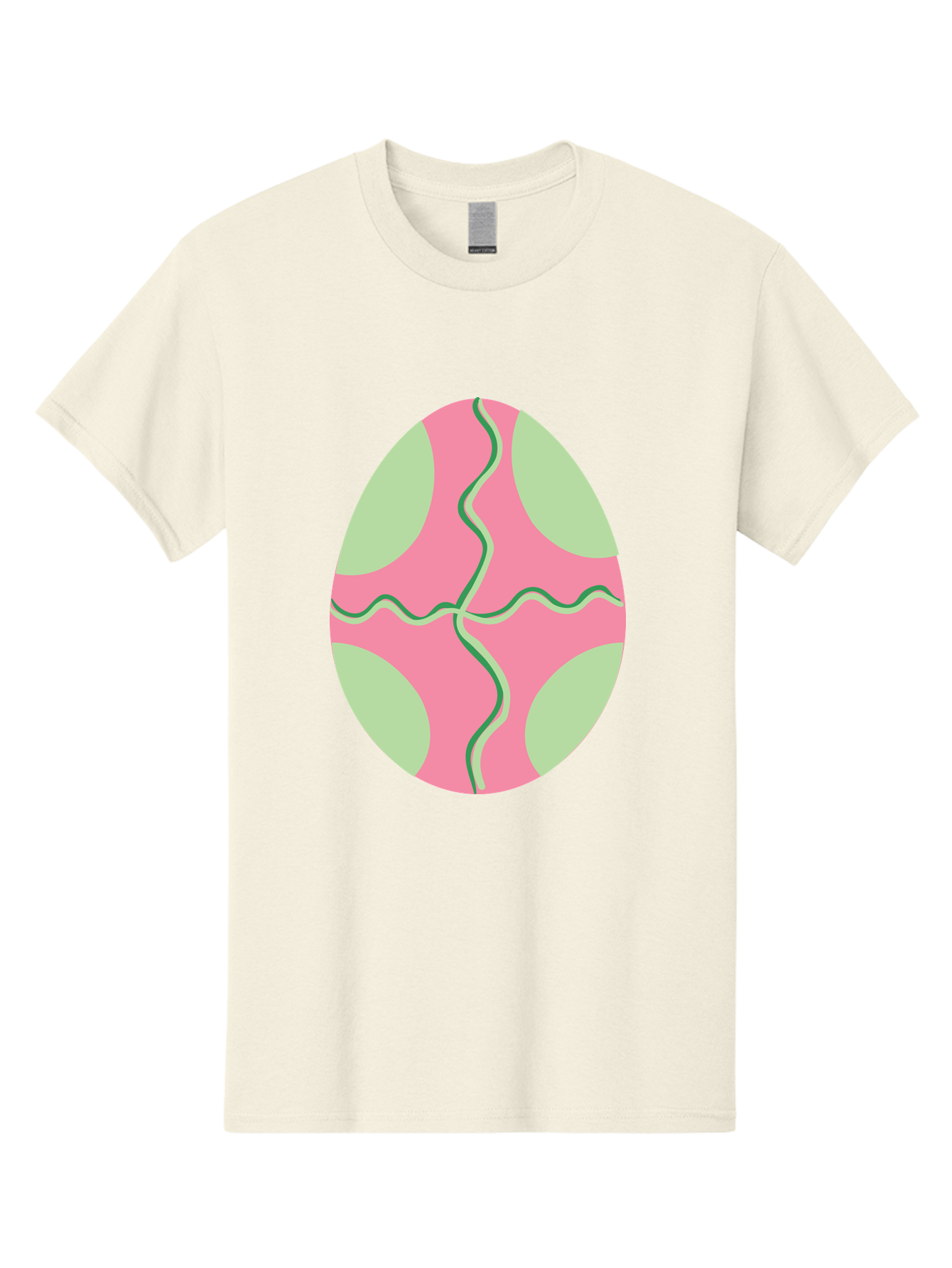 Pink-Easter-Egg Men'S Graphic Tee, 100% Cotton, Comfortable Casual Summer Wear, Machine Washable, Easter Egg Decoration, Cracked Egg Design, Pink And Green Colors, Wavy Crack Lines, Festive Easter Theme, Spring Holiday Symbol Aad093
