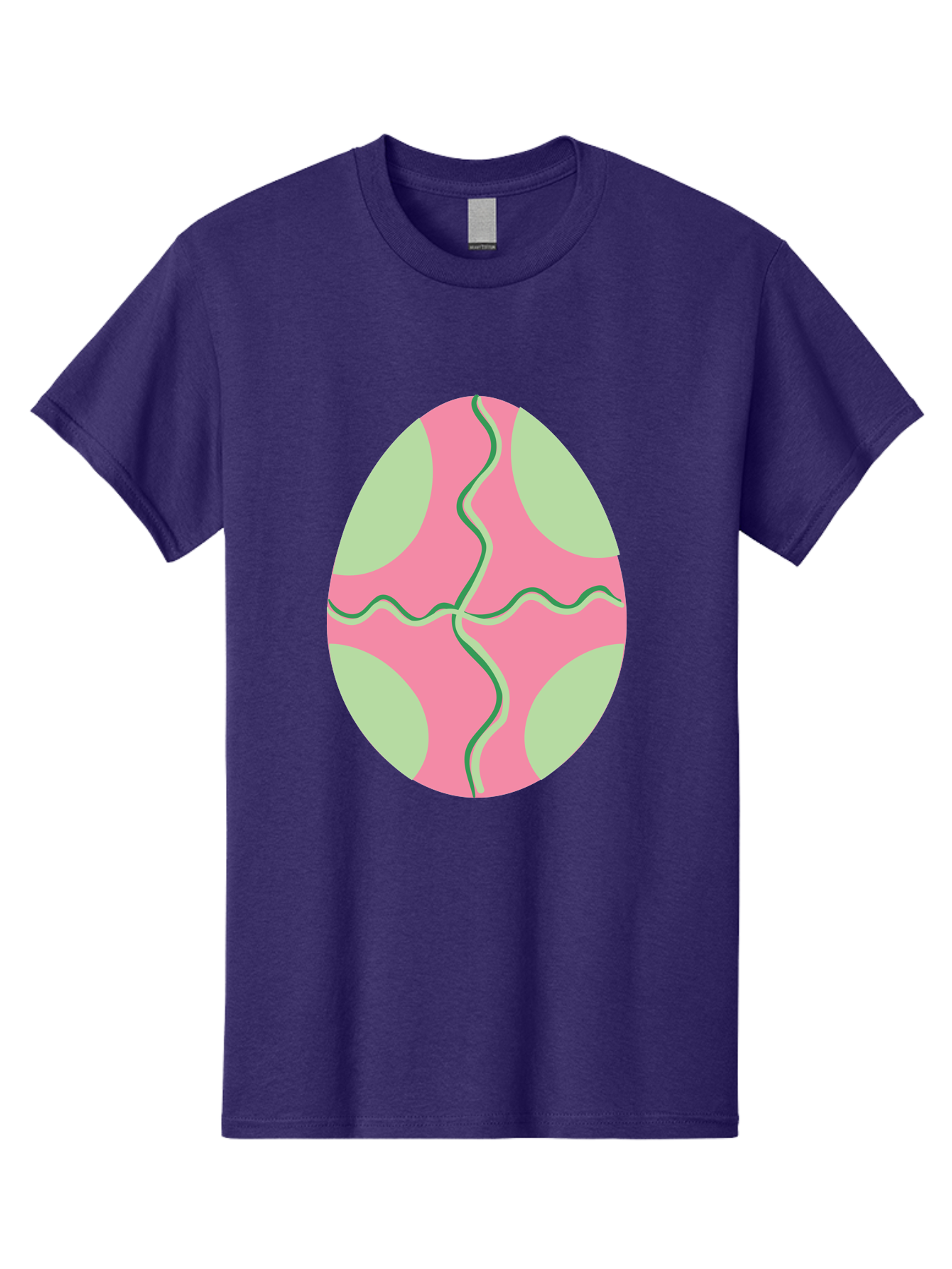 Pink-Easter-Egg Men'S Graphic Tee, 100% Cotton, Comfortable Casual Summer Wear, Machine Washable, Easter Egg Decoration, Cracked Egg Design, Pink And Green Colors, Wavy Crack Lines, Festive Easter Theme, Spring Holiday Symbol Aad093