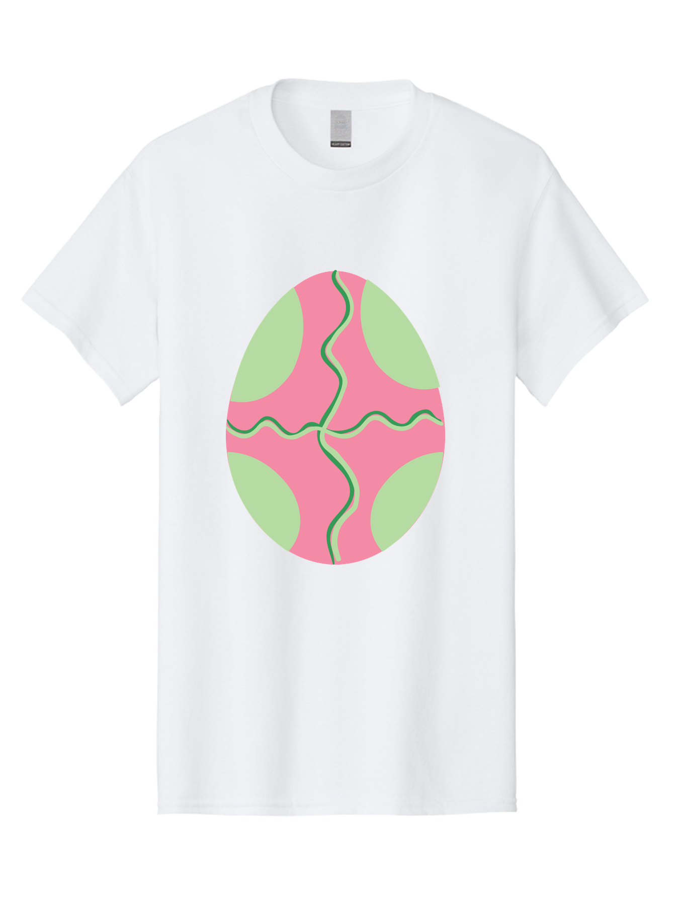 Pink-Easter-Egg Men'S Graphic Tee, 100% Cotton, Comfortable Casual Summer Wear, Machine Washable, Easter Egg Decoration, Cracked Egg Design, Pink And Green Colors, Wavy Crack Lines, Festive Easter Theme, Spring Holiday Symbol Aad093