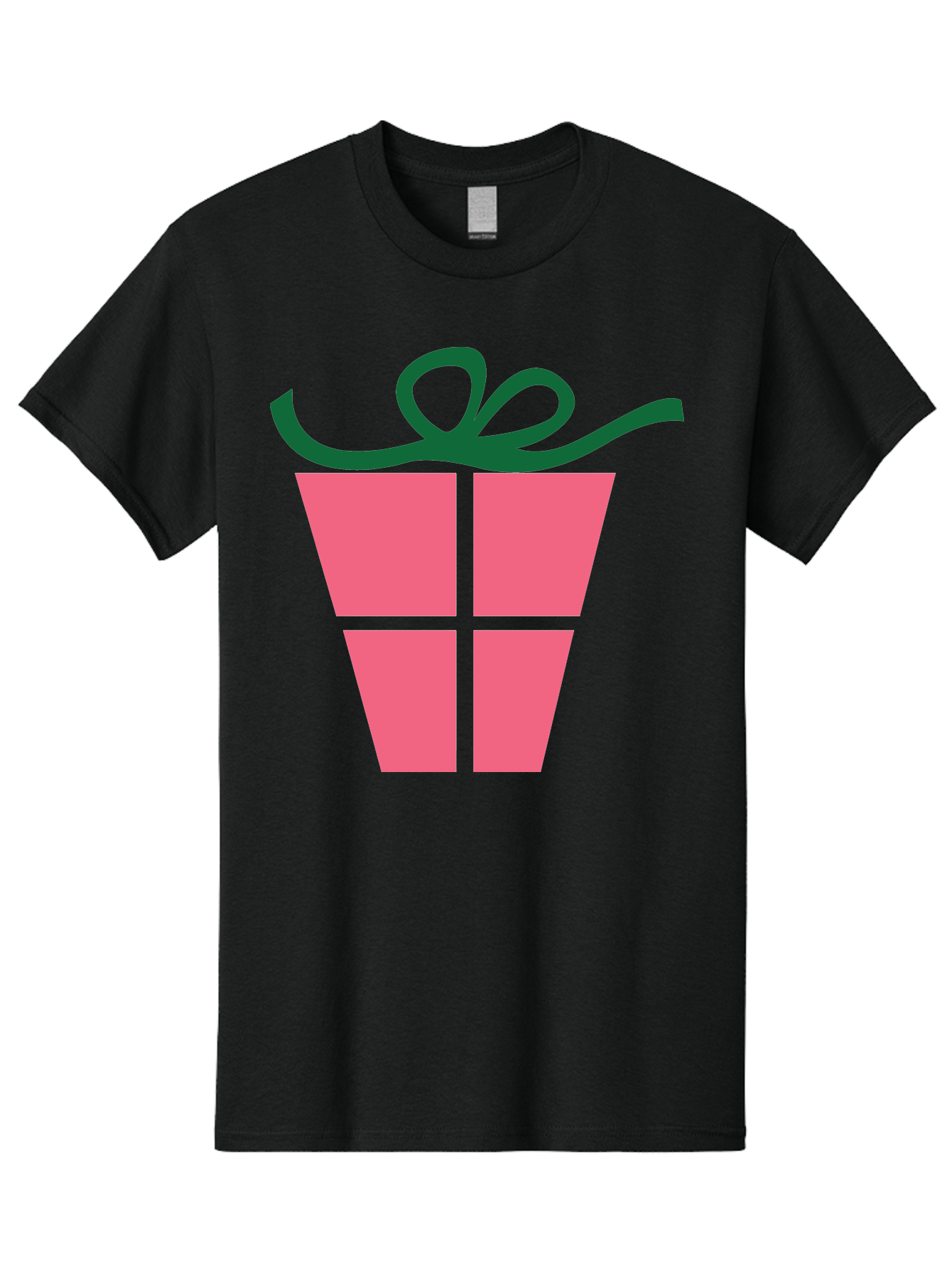 Pink-Gift-Box-With-Ribbon Men'S Graphic Tee, 100% Cotton, Comfortable Casual Summer Wear, Machine Washable, Pink Gift Box, Wrapped Present, Green Ribbon, Festive, Celebration, Party Favor, Gift Giving, Holiday Present Aad094