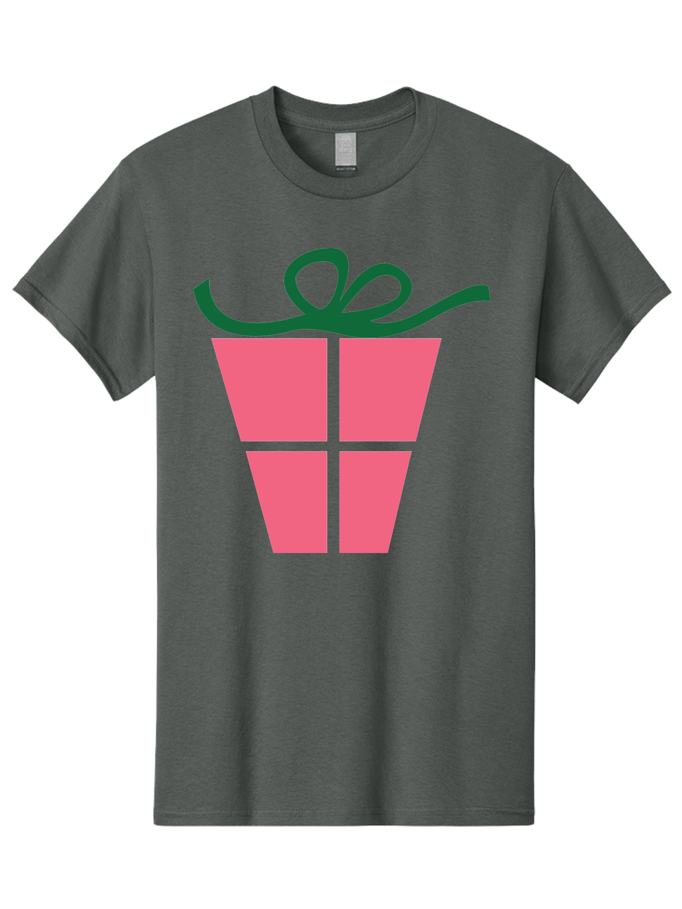 Pink-Gift-Box-With-Ribbon Men'S Graphic Tee, 100% Cotton, Comfortable Casual Summer Wear, Machine Washable, Pink Gift Box, Wrapped Present, Green Ribbon, Festive, Celebration, Party Favor, Gift Giving, Holiday Present Aad094