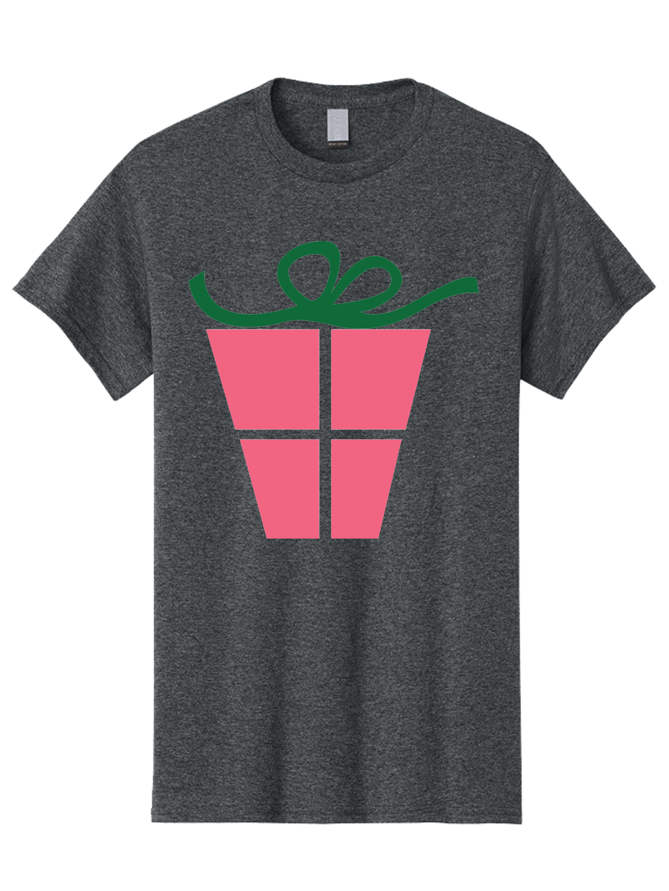 Pink-Gift-Box-With-Ribbon Men'S Graphic Tee, 100% Cotton, Comfortable Casual Summer Wear, Machine Washable, Pink Gift Box, Wrapped Present, Green Ribbon, Festive, Celebration, Party Favor, Gift Giving, Holiday Present Aad094