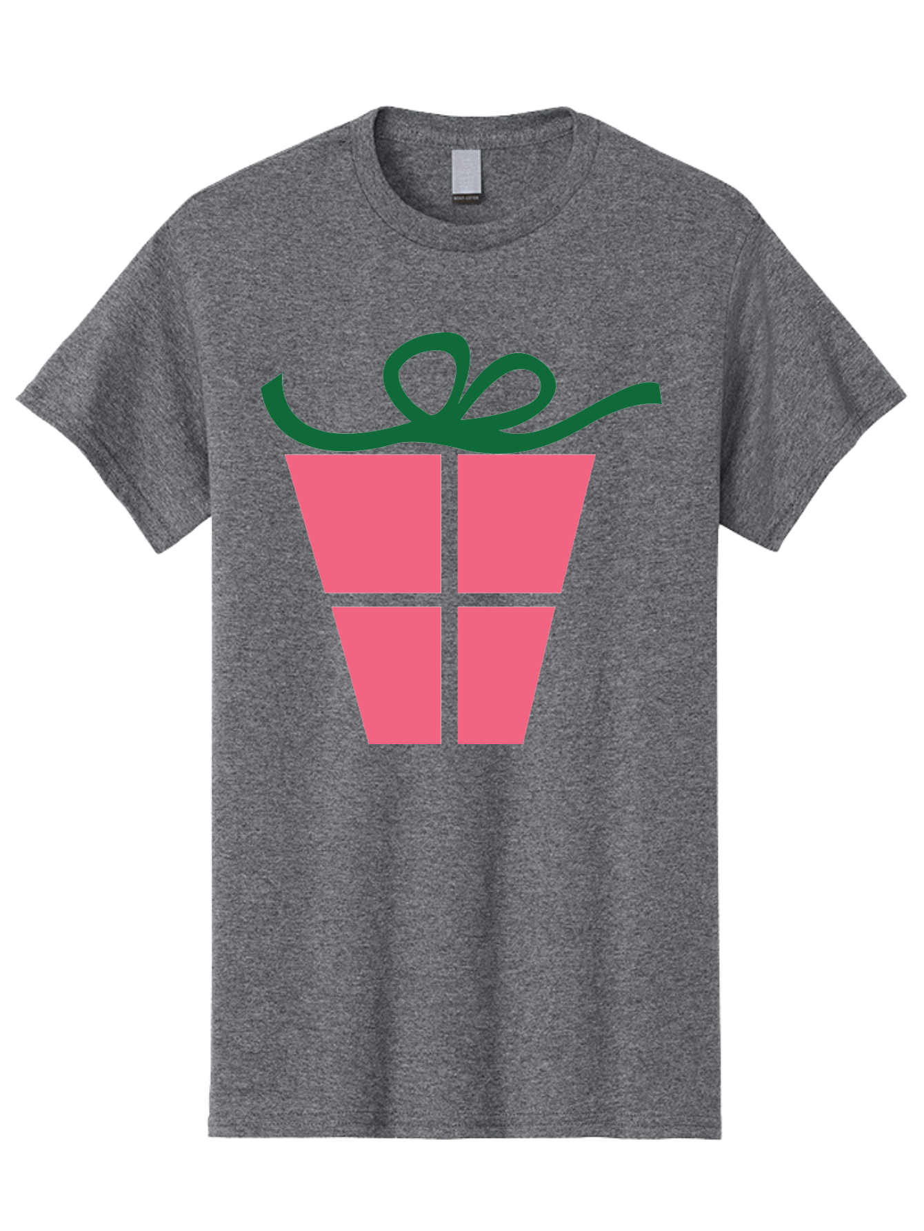 Pink-Gift-Box-With-Ribbon Men'S Graphic Tee, 100% Cotton, Comfortable Casual Summer Wear, Machine Washable, Pink Gift Box, Wrapped Present, Green Ribbon, Festive, Celebration, Party Favor, Gift Giving, Holiday Present Aad094