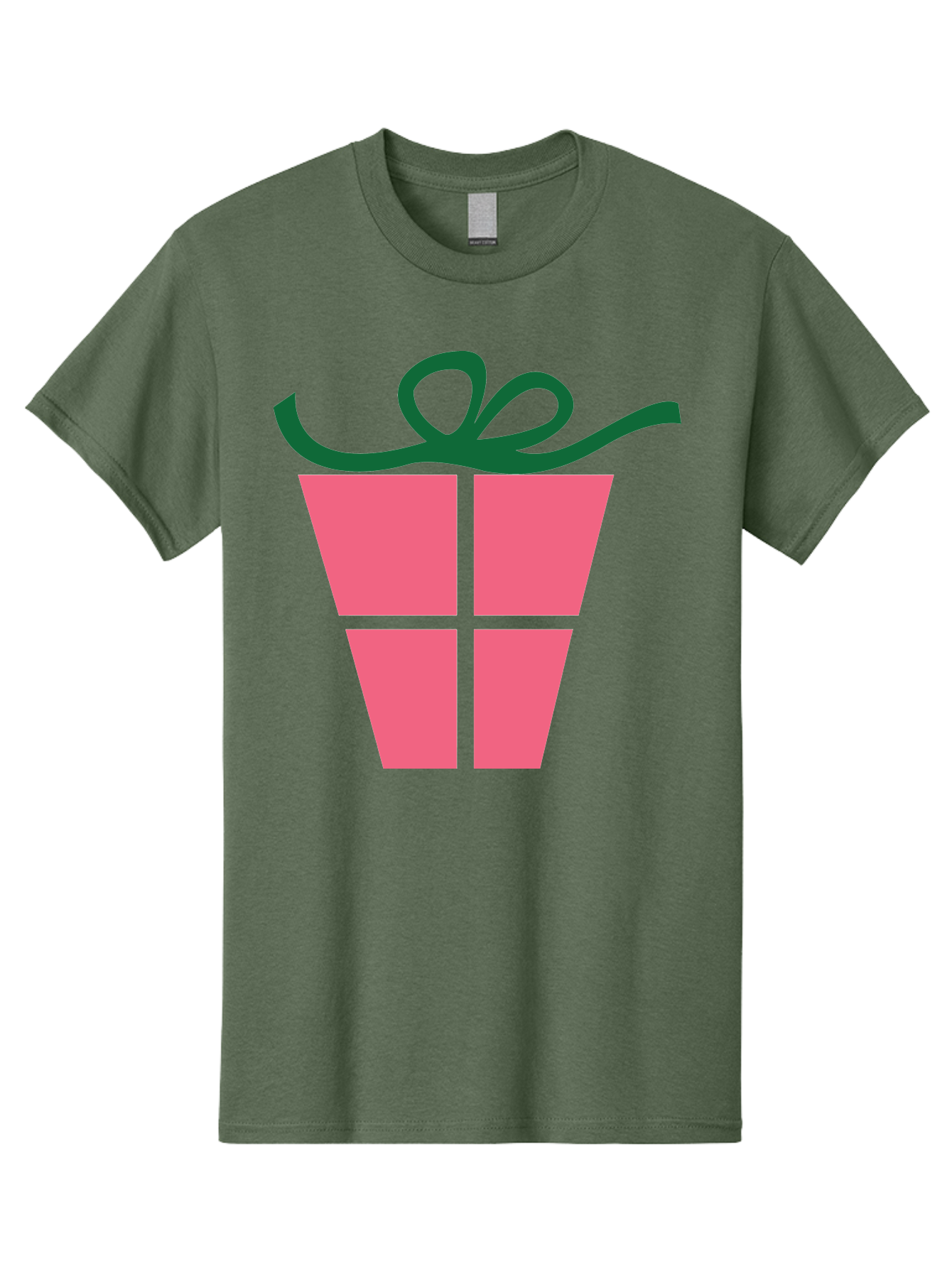 Pink-Gift-Box-With-Ribbon Men'S Graphic Tee, 100% Cotton, Comfortable Casual Summer Wear, Machine Washable, Pink Gift Box, Wrapped Present, Green Ribbon, Festive, Celebration, Party Favor, Gift Giving, Holiday Present Aad094