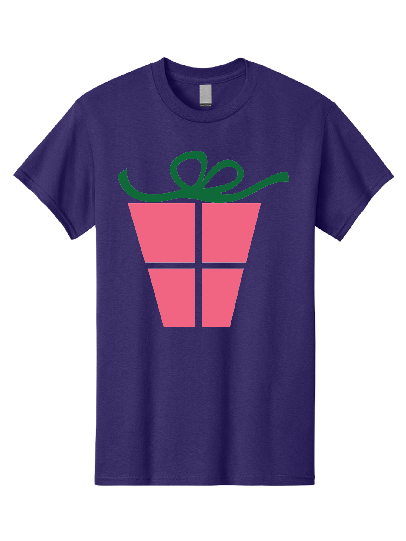 Pink-Gift-Box-With-Ribbon Men'S Graphic Tee, 100% Cotton, Comfortable Casual Summer Wear, Machine Washable, Pink Gift Box, Wrapped Present, Green Ribbon, Festive, Celebration, Party Favor, Gift Giving, Holiday Present Aad094