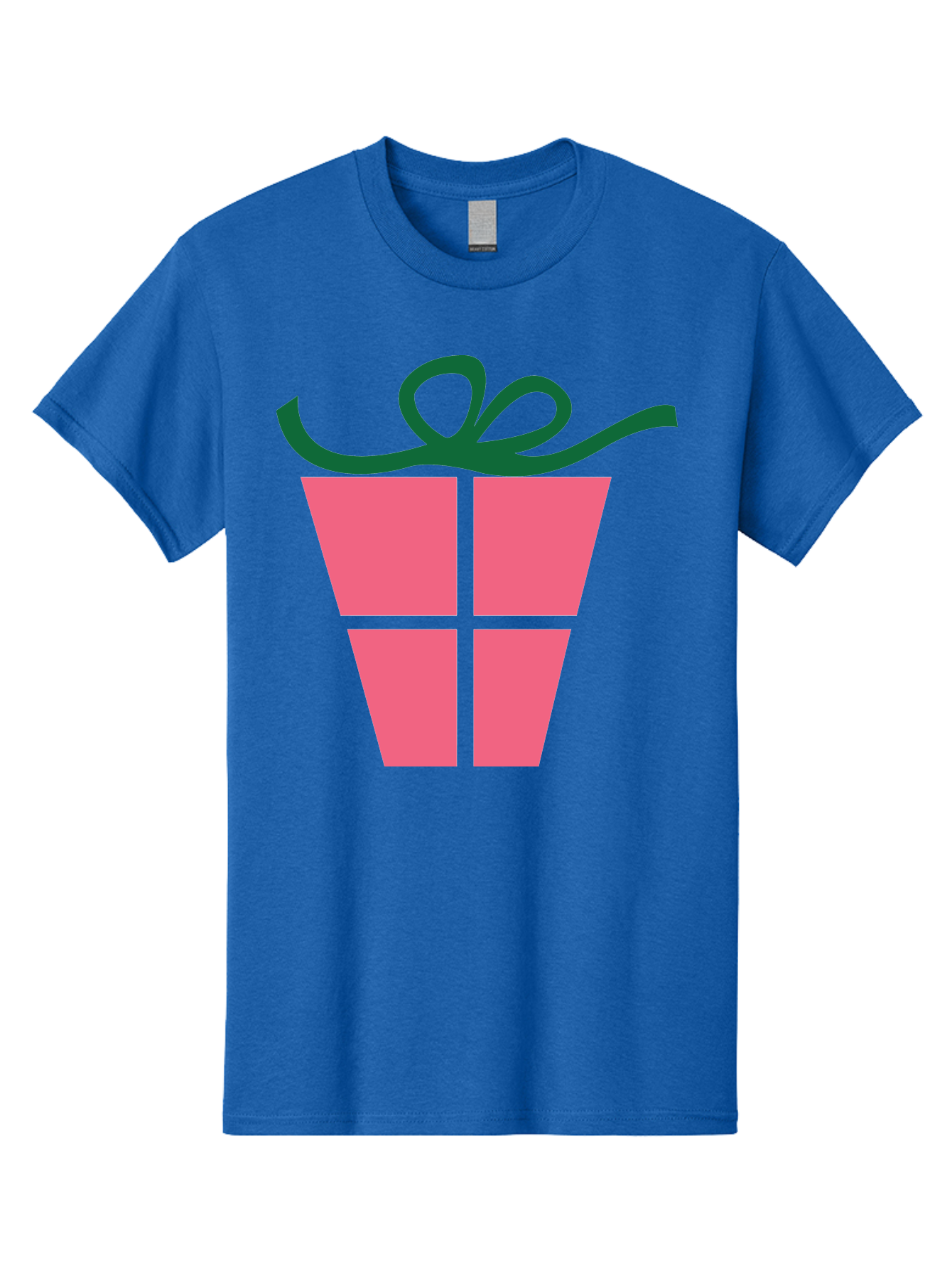 Pink-Gift-Box-With-Ribbon Men'S Graphic Tee, 100% Cotton, Comfortable Casual Summer Wear, Machine Washable, Pink Gift Box, Wrapped Present, Green Ribbon, Festive, Celebration, Party Favor, Gift Giving, Holiday Present Aad094