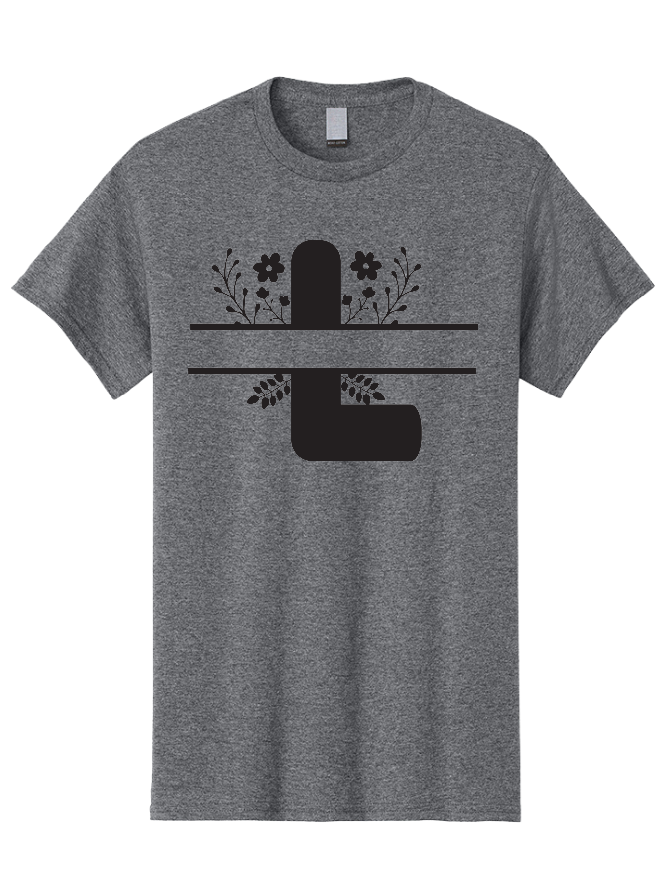 Pipe-With-Flowers Men'S Graphic Tee, 100% Cotton, Comfortable Casual Summer Wear, Machine Washable, Pipe With Flowers, Minimalist Design, Black Silhouette, Floral Elements, Artistic Illustration, Simple Shapes, Modern Art, Creative Concept Aad095