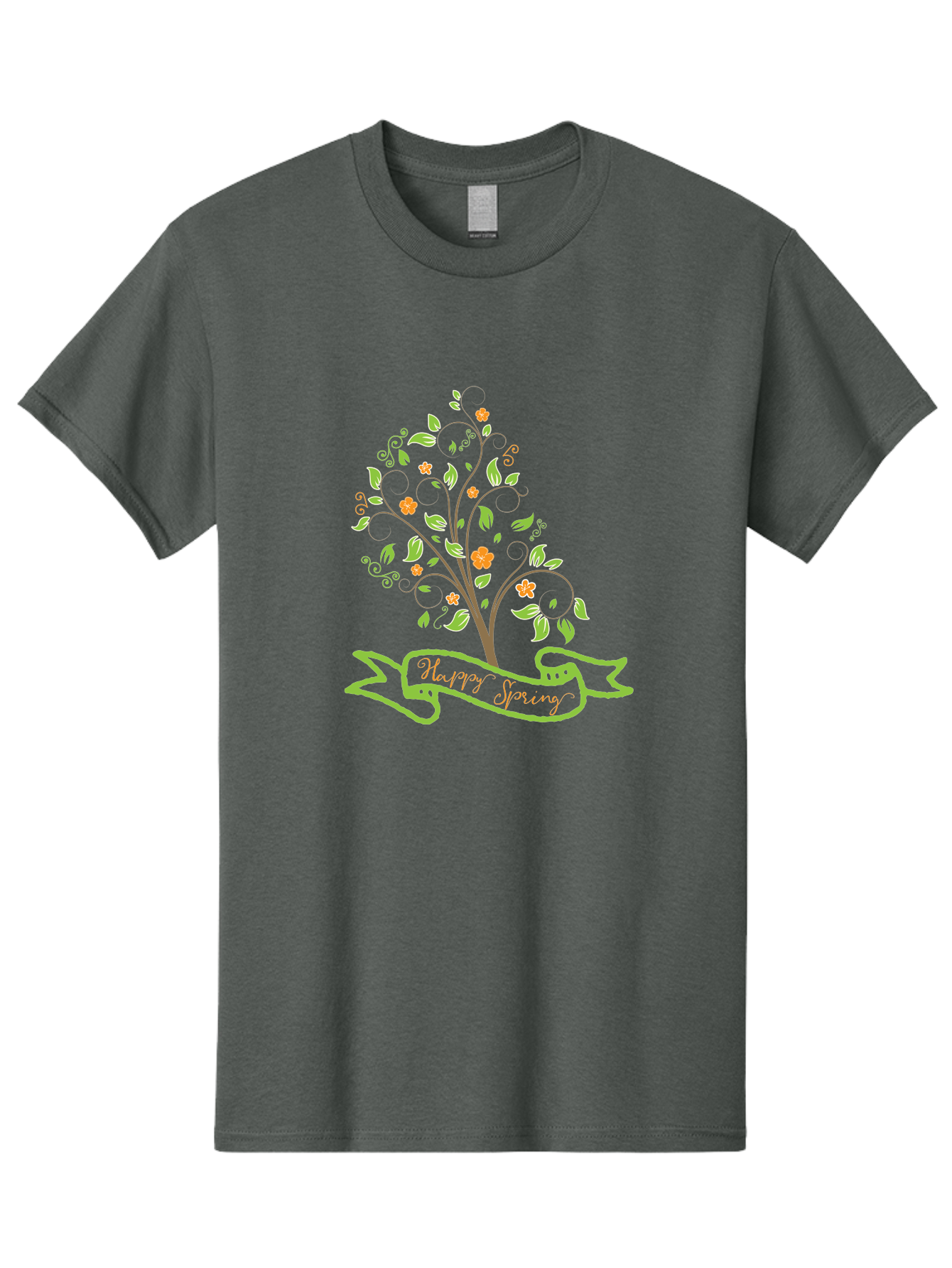 Plant-Your-Story Men'S Graphic Tee, 100% Cotton, Comfortable Casual Summer Wear, Machine Washable, Tree With Flowers, Playful Design, Inspirational Quote, Journey Theme, Floral Pattern, Orange Flowers, White Leaves, Creative Typography, Aad096