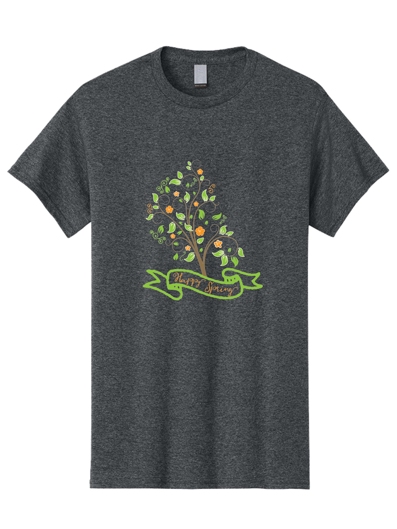 Plant-Your-Story Men'S Graphic Tee, 100% Cotton, Comfortable Casual Summer Wear, Machine Washable, Tree With Flowers, Playful Design, Inspirational Quote, Journey Theme, Floral Pattern, Orange Flowers, White Leaves, Creative Typography, Aad096
