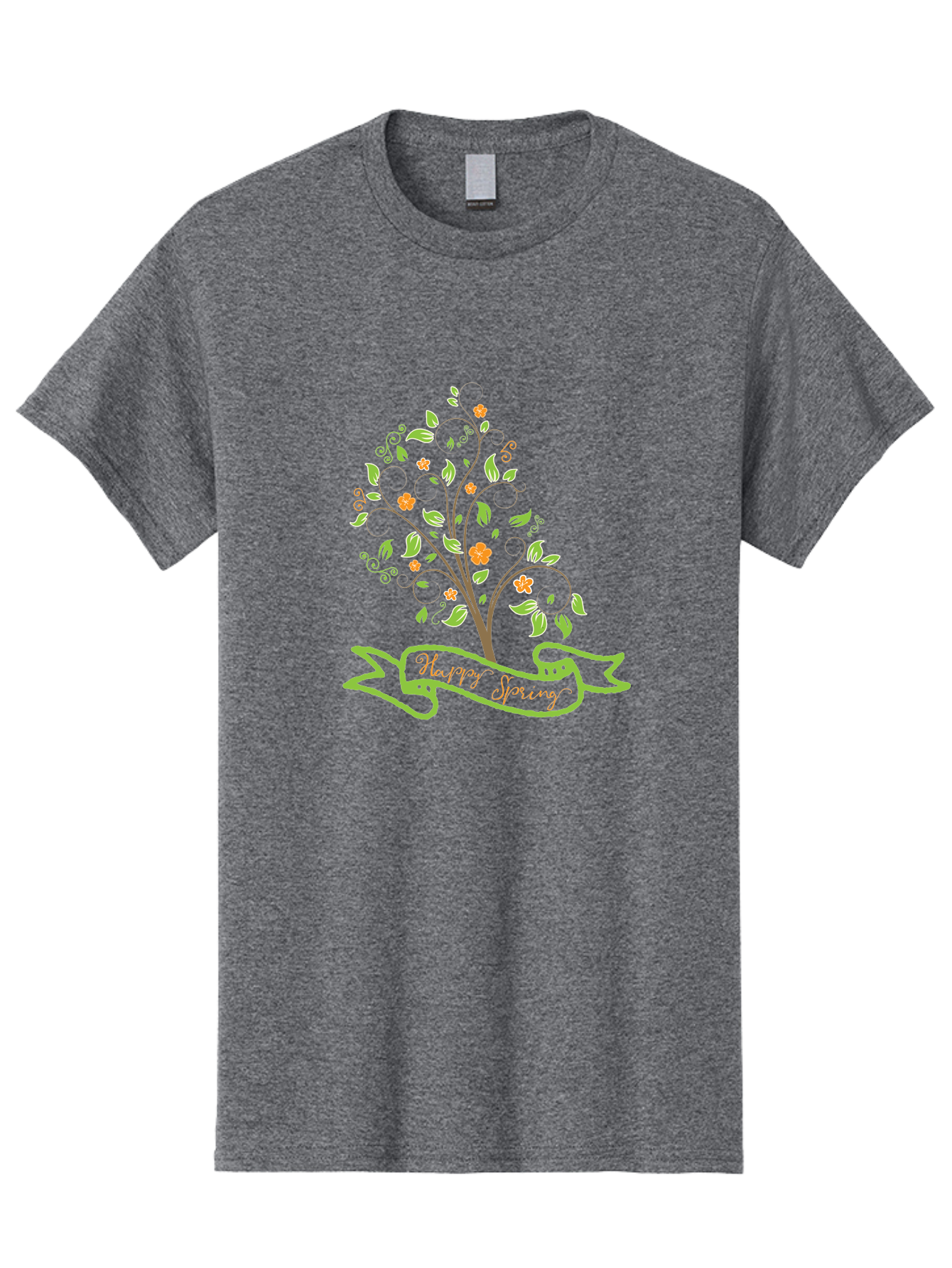 Plant-Your-Story Men'S Graphic Tee, 100% Cotton, Comfortable Casual Summer Wear, Machine Washable, Tree With Flowers, Playful Design, Inspirational Quote, Journey Theme, Floral Pattern, Orange Flowers, White Leaves, Creative Typography, Aad096