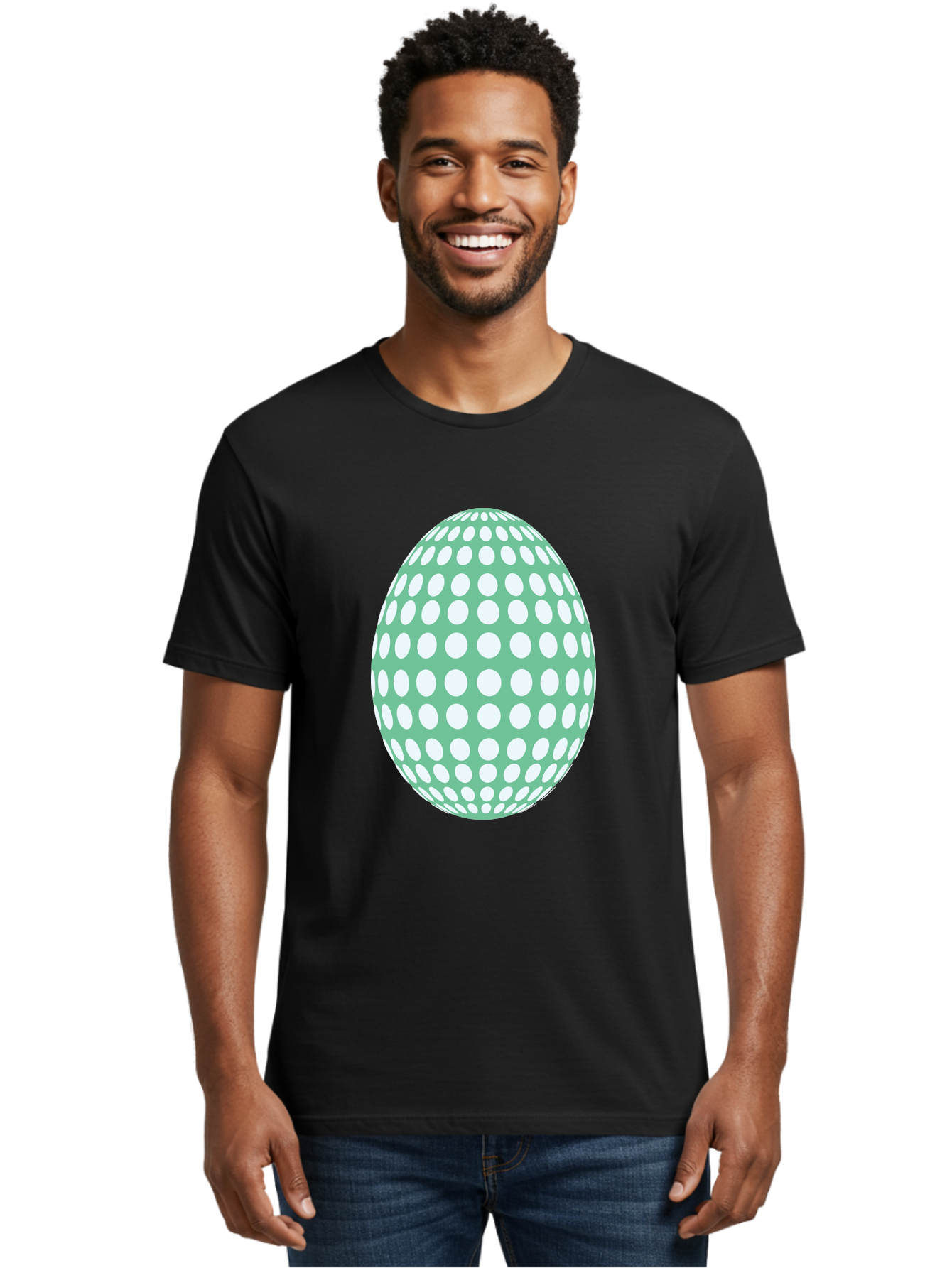 Polka-Dot-Egg Men'S Graphic Tee, 100% Cotton, Comfortable Casual Summer Wear, Machine Washable, Polka Dot Pattern, White Dots, Oval Shape, Easter Egg, Creative Design, Artistic Illustration, Decorative Element, Modern Graphic Aad098