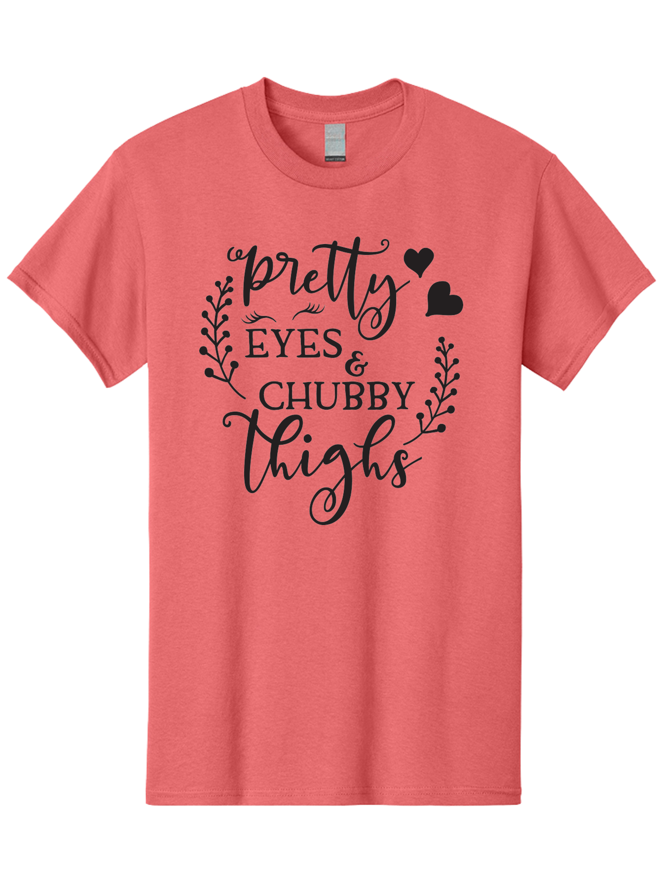Pretty-Eyes-Chubby-Thighs Men'S Graphic Tee, 100% Cotton, Comfortable Casual Summer Wear, Machine Washable, Cute Typography, Body Positivity, Self Love, Confidence Boost, Empowerment, Lovely Quotes, Charming Phrases, Inspiration, Motivation Aad100