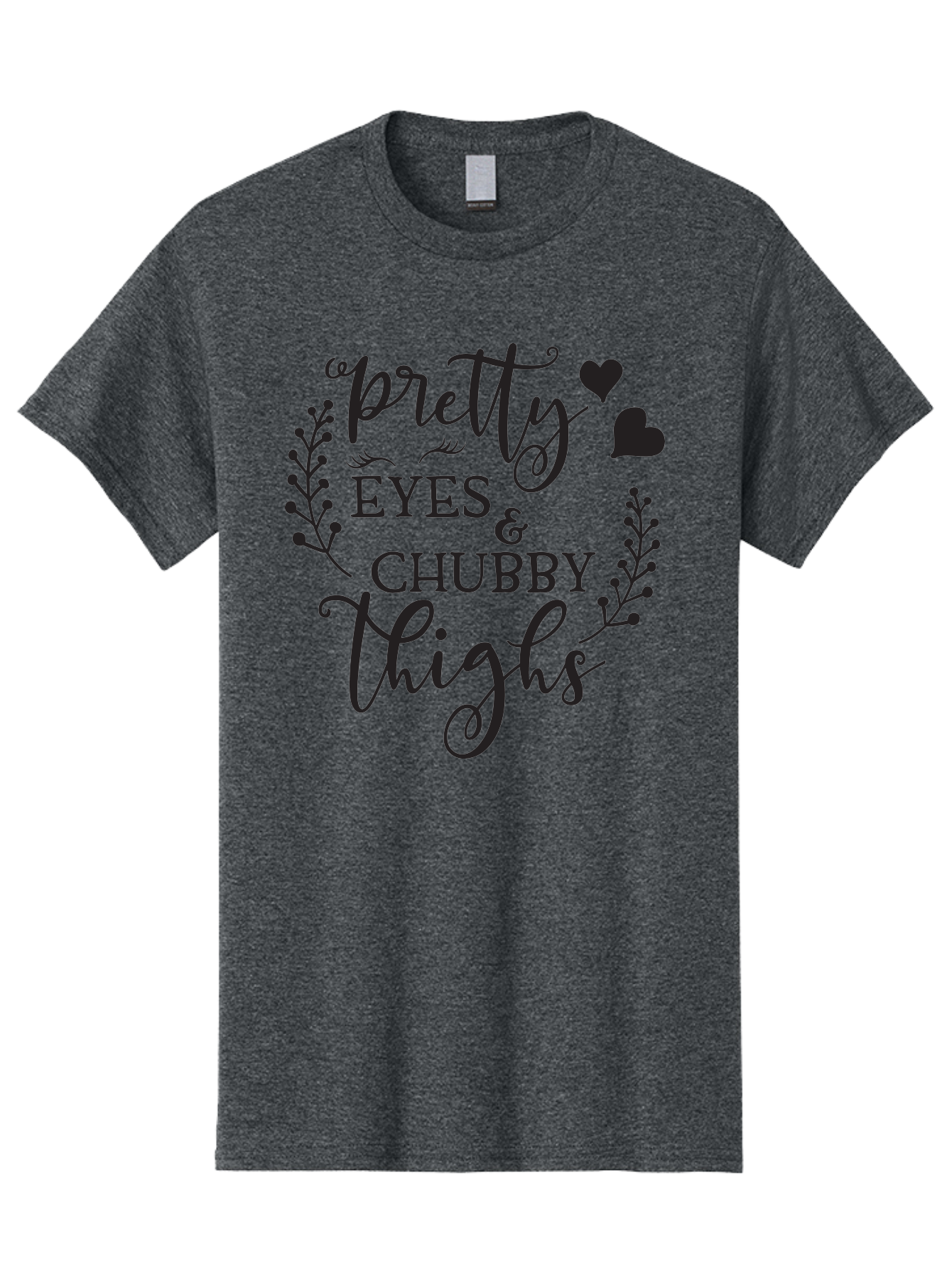 Pretty-Eyes-Chubby-Thighs Men'S Graphic Tee, 100% Cotton, Comfortable Casual Summer Wear, Machine Washable, Cute Typography, Body Positivity, Self Love, Confidence Boost, Empowerment, Lovely Quotes, Charming Phrases, Inspiration, Motivation Aad100