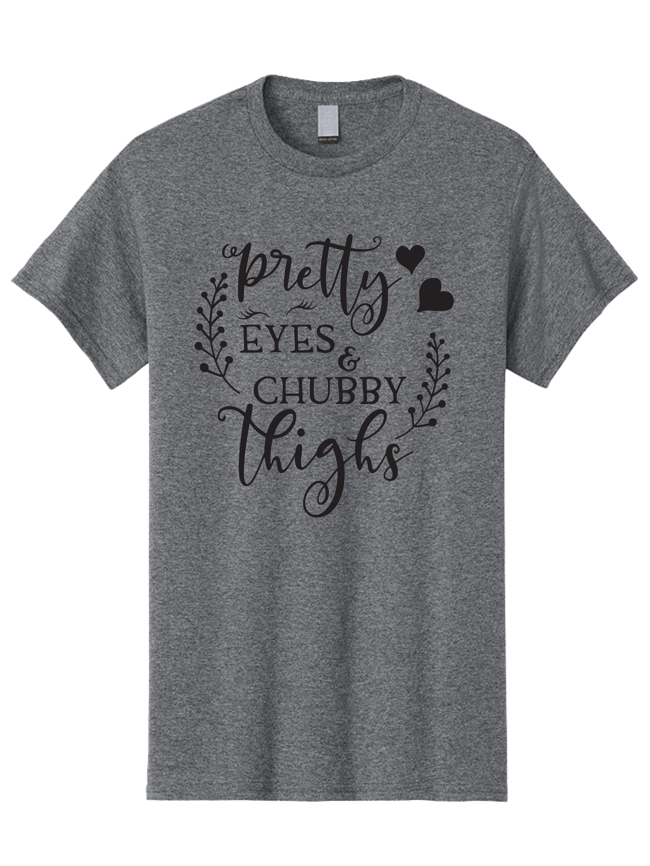 Pretty-Eyes-Chubby-Thighs Men'S Graphic Tee, 100% Cotton, Comfortable Casual Summer Wear, Machine Washable, Cute Typography, Body Positivity, Self Love, Confidence Boost, Empowerment, Lovely Quotes, Charming Phrases, Inspiration, Motivation Aad100