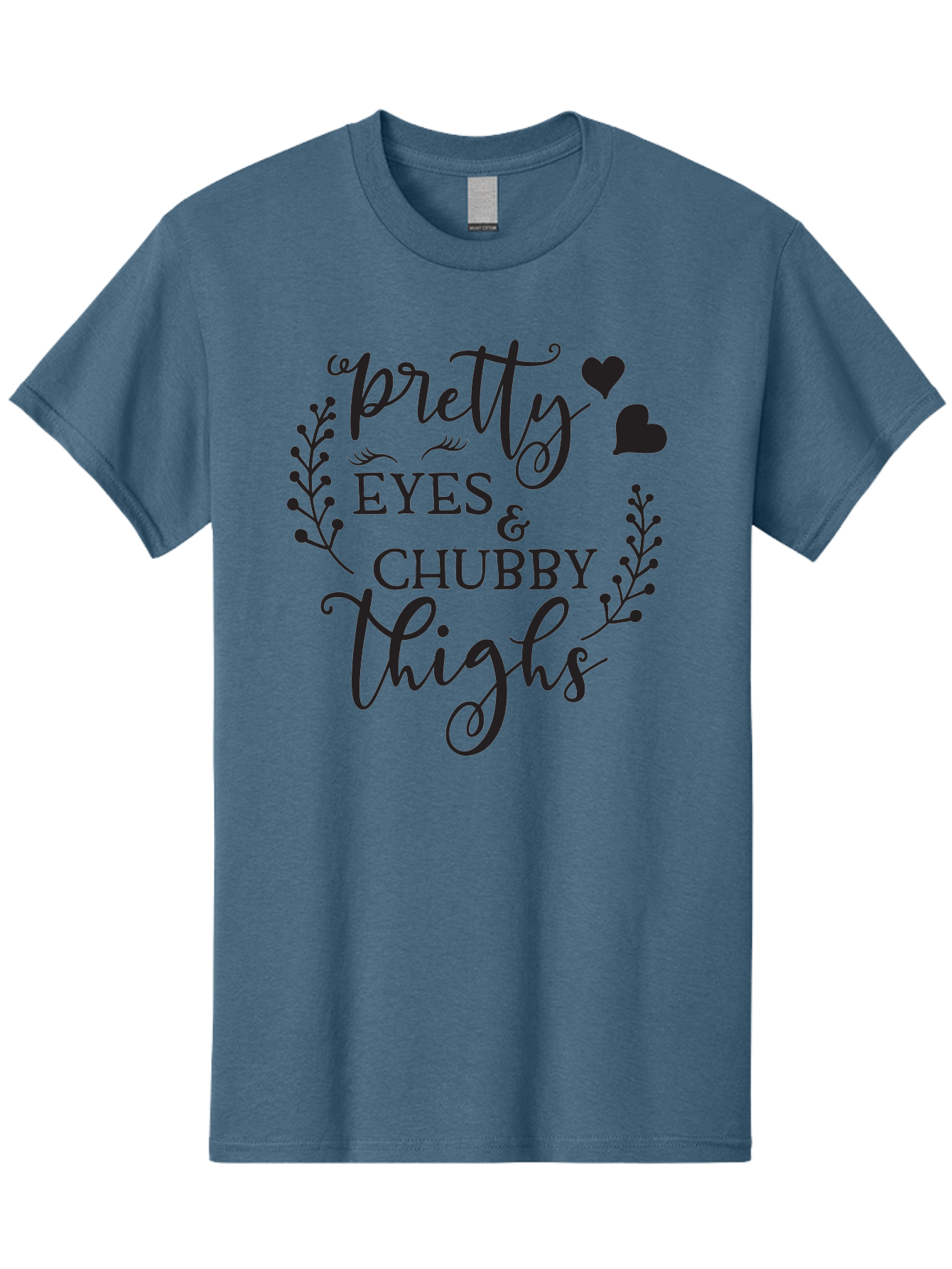 Pretty-Eyes-Chubby-Thighs Men'S Graphic Tee, 100% Cotton, Comfortable Casual Summer Wear, Machine Washable, Cute Typography, Body Positivity, Self Love, Confidence Boost, Empowerment, Lovely Quotes, Charming Phrases, Inspiration, Motivation Aad100