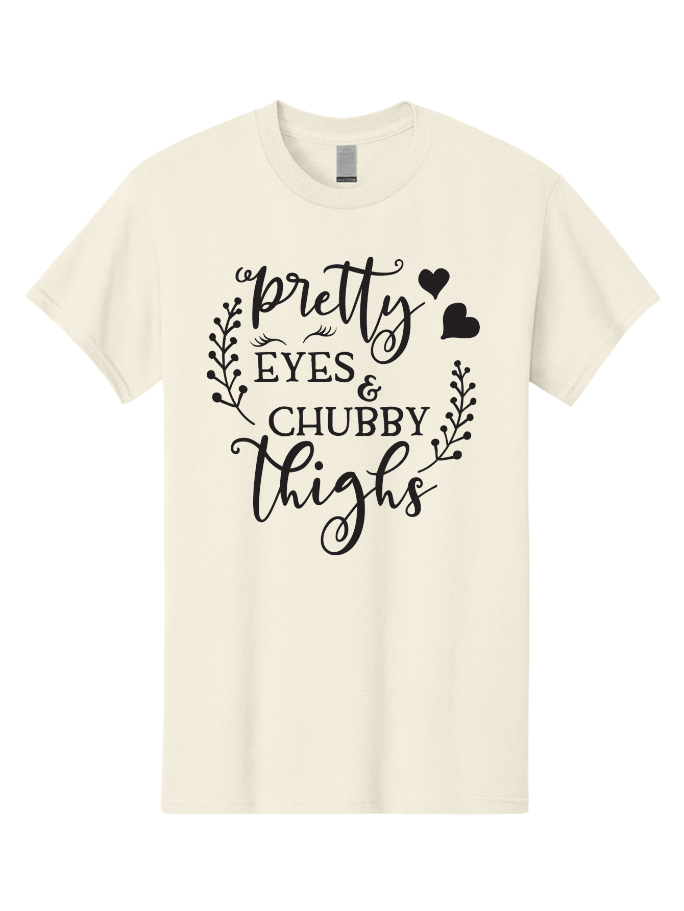 Pretty-Eyes-Chubby-Thighs Men'S Graphic Tee, 100% Cotton, Comfortable Casual Summer Wear, Machine Washable, Cute Typography, Body Positivity, Self Love, Confidence Boost, Empowerment, Lovely Quotes, Charming Phrases, Inspiration, Motivation Aad100