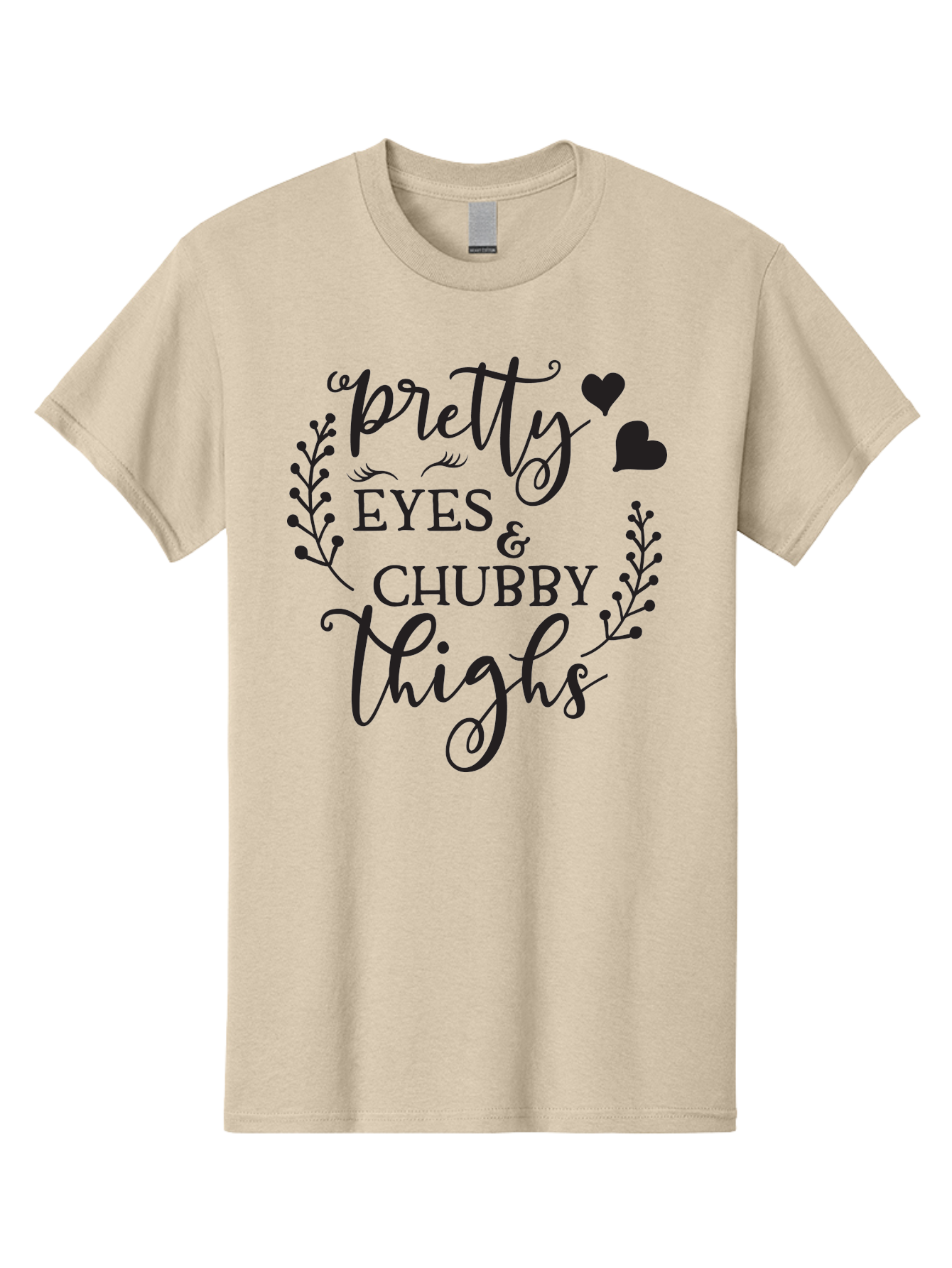 Pretty-Eyes-Chubby-Thighs Men'S Graphic Tee, 100% Cotton, Comfortable Casual Summer Wear, Machine Washable, Cute Typography, Body Positivity, Self Love, Confidence Boost, Empowerment, Lovely Quotes, Charming Phrases, Inspiration, Motivation Aad100