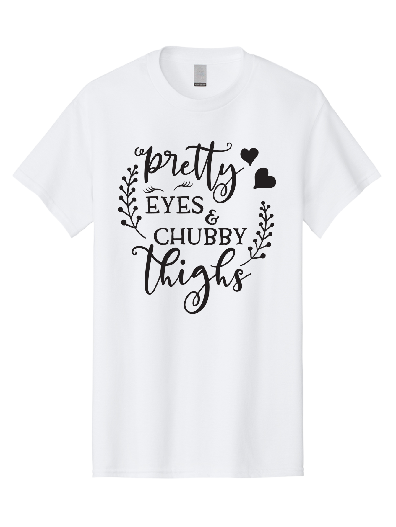 Pretty-Eyes-Chubby-Thighs Men'S Graphic Tee, 100% Cotton, Comfortable Casual Summer Wear, Machine Washable, Cute Typography, Body Positivity, Self Love, Confidence Boost, Empowerment, Lovely Quotes, Charming Phrases, Inspiration, Motivation Aad100