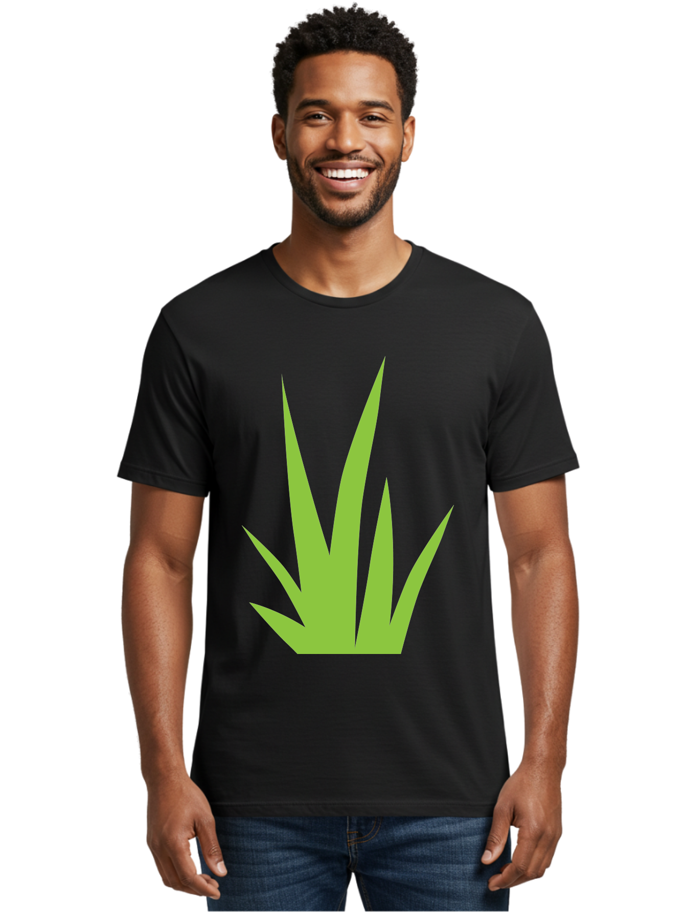 Prickly-Leaves Men'S Graphic Tee, 100% Cotton, Comfortable Casual Summer Wear, Machine Washable, Palm Leaves, Tropical Foliage, Minimalist Design, Simple Shapes, Leafy Graphics, Vector Art, Green Leaves Aad101