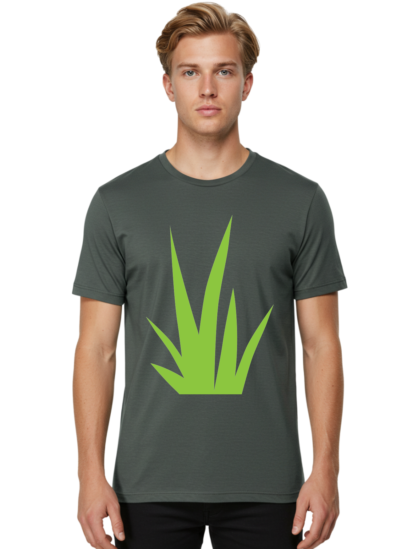 Prickly-Leaves Men'S Graphic Tee, 100% Cotton, Comfortable Casual Summer Wear, Machine Washable, Palm Leaves, Tropical Foliage, Minimalist Design, Simple Shapes, Leafy Graphics, Vector Art, Green Leaves Aad101