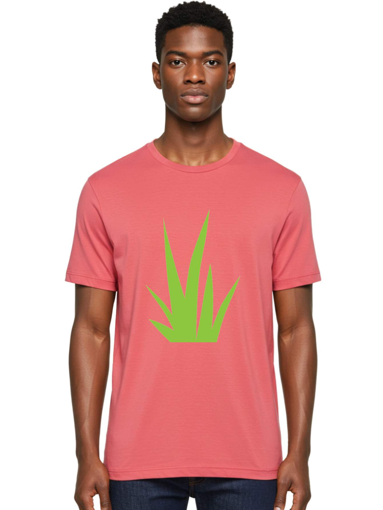 Prickly-Leaves Men'S Graphic Tee, 100% Cotton, Comfortable Casual Summer Wear, Machine Washable, Palm Leaves, Tropical Foliage, Minimalist Design, Simple Shapes, Leafy Graphics, Vector Art, Green Leaves Aad101