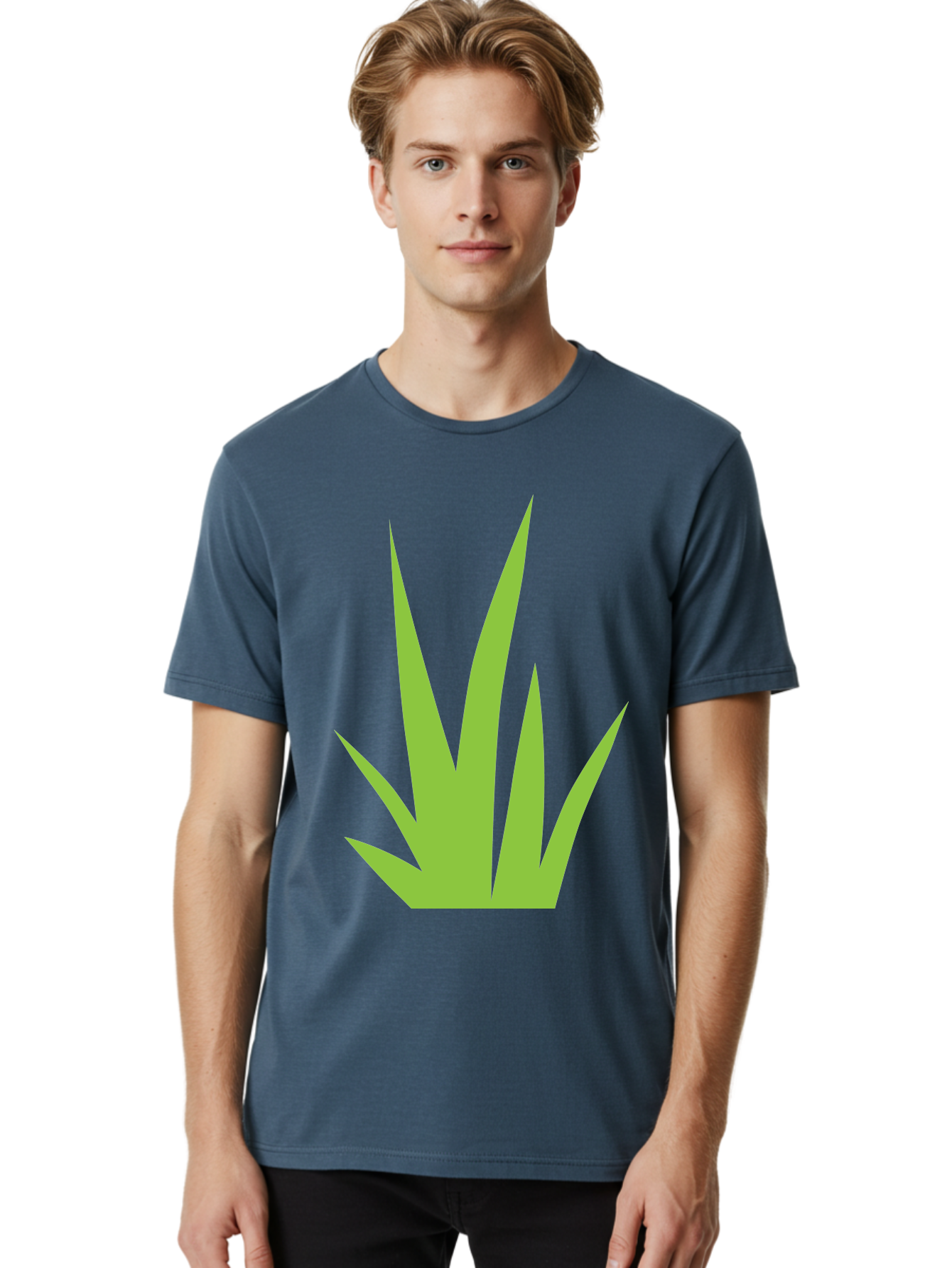 Prickly-Leaves Men'S Graphic Tee, 100% Cotton, Comfortable Casual Summer Wear, Machine Washable, Palm Leaves, Tropical Foliage, Minimalist Design, Simple Shapes, Leafy Graphics, Vector Art, Green Leaves Aad101