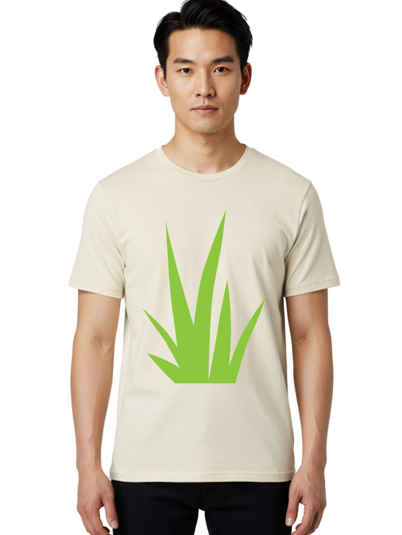 Prickly-Leaves Men'S Graphic Tee, 100% Cotton, Comfortable Casual Summer Wear, Machine Washable, Palm Leaves, Tropical Foliage, Minimalist Design, Simple Shapes, Leafy Graphics, Vector Art, Green Leaves Aad101