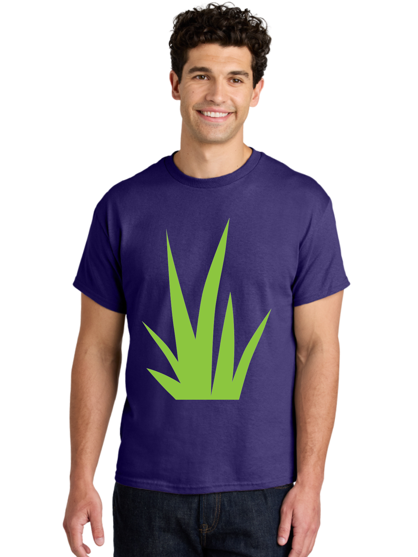 Prickly-Leaves Men'S Graphic Tee, 100% Cotton, Comfortable Casual Summer Wear, Machine Washable, Palm Leaves, Tropical Foliage, Minimalist Design, Simple Shapes, Leafy Graphics, Vector Art, Green Leaves Aad101