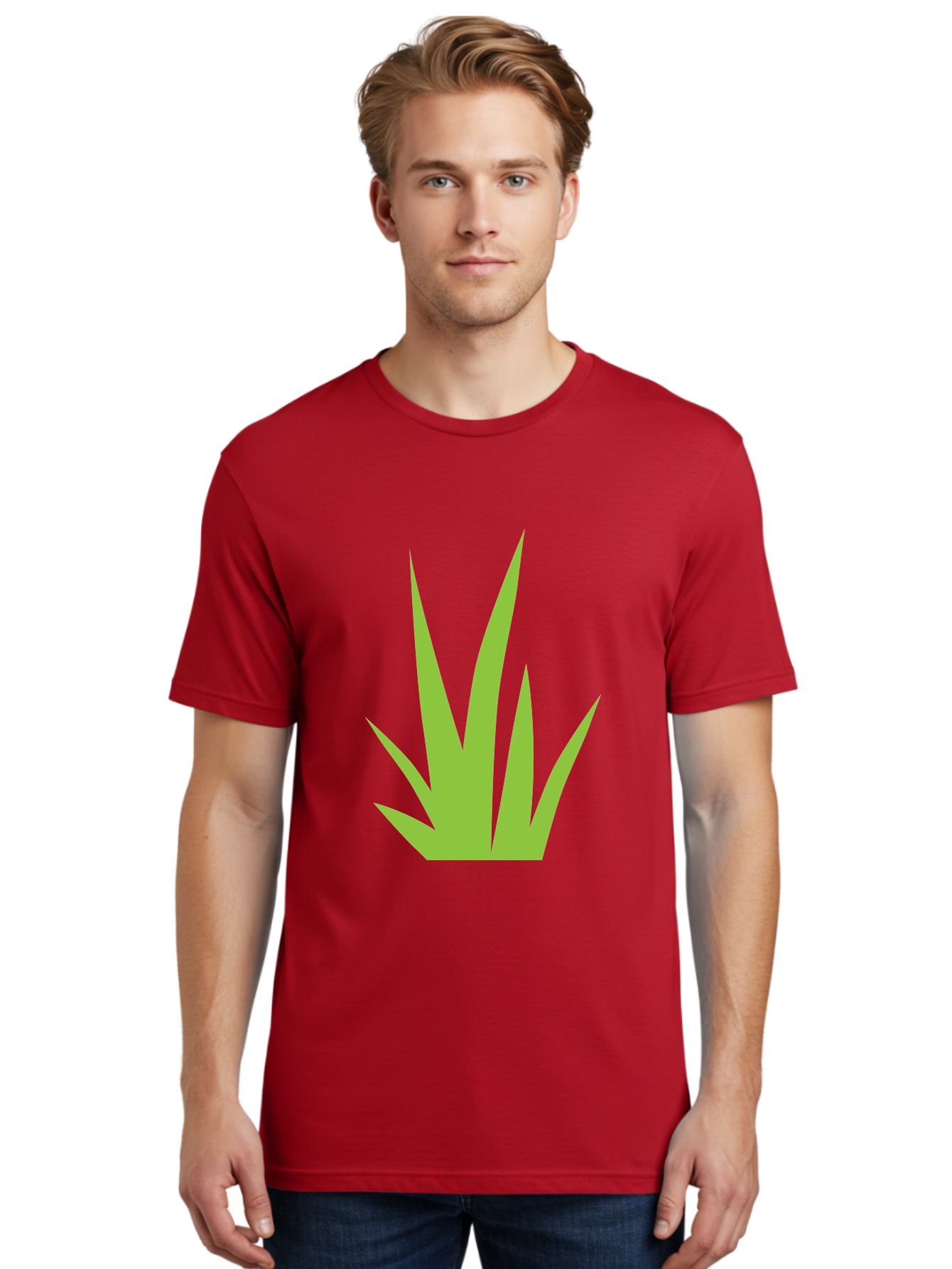 Prickly-Leaves Men'S Graphic Tee, 100% Cotton, Comfortable Casual Summer Wear, Machine Washable, Palm Leaves, Tropical Foliage, Minimalist Design, Simple Shapes, Leafy Graphics, Vector Art, Green Leaves Aad101