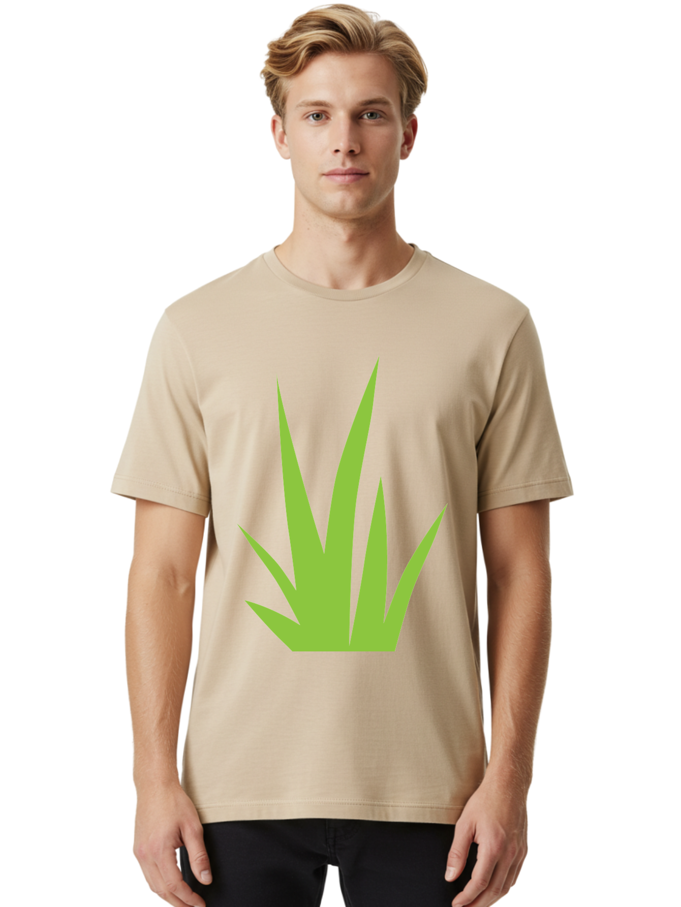 Prickly-Leaves Men'S Graphic Tee, 100% Cotton, Comfortable Casual Summer Wear, Machine Washable, Palm Leaves, Tropical Foliage, Minimalist Design, Simple Shapes, Leafy Graphics, Vector Art, Green Leaves Aad101