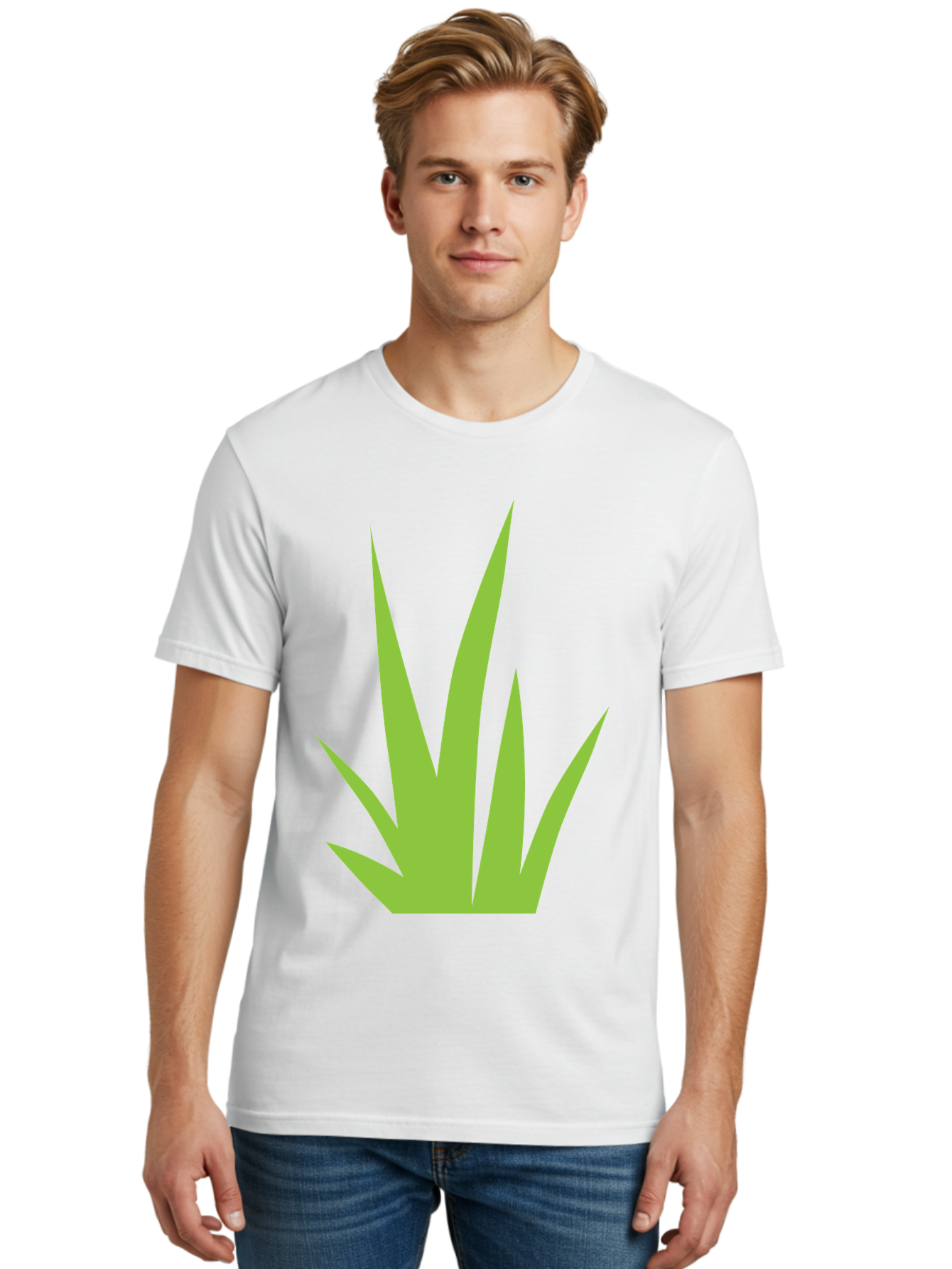 Prickly-Leaves Men'S Graphic Tee, 100% Cotton, Comfortable Casual Summer Wear, Machine Washable, Palm Leaves, Tropical Foliage, Minimalist Design, Simple Shapes, Leafy Graphics, Vector Art, Green Leaves Aad101