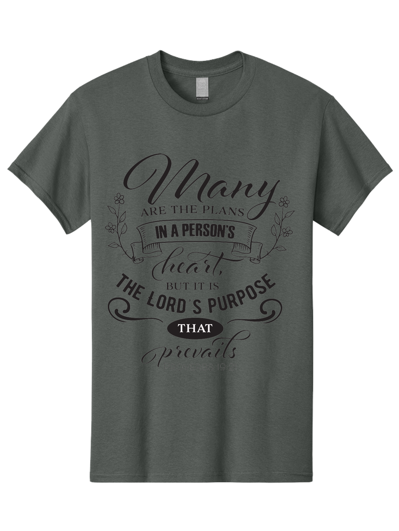 Proverbs-19-21 Men'S Graphic Tee, 100% Cotton, Comfortable Casual Summer Wear, Machine Washable, Inspirational Quote, Bible Verse, Proverbs 19:21, Many Are The Plans, Lord'S Purpose Prevails, Faith-Based Design, Motivational Message, Aad103